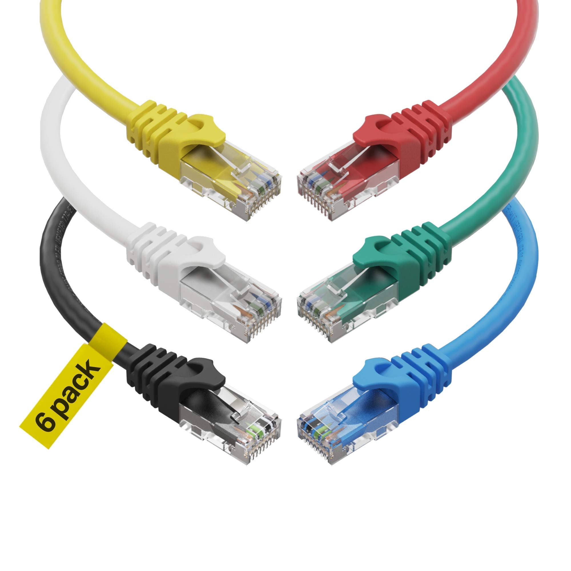 Cat 6 Ethernet Cable 15 Ft 6 Pack, Cat6 Rj45 Ethernet Patch Cables, High Speed Computer Wire 10Gbps 500Mhz, Utp Cat6 Internet La