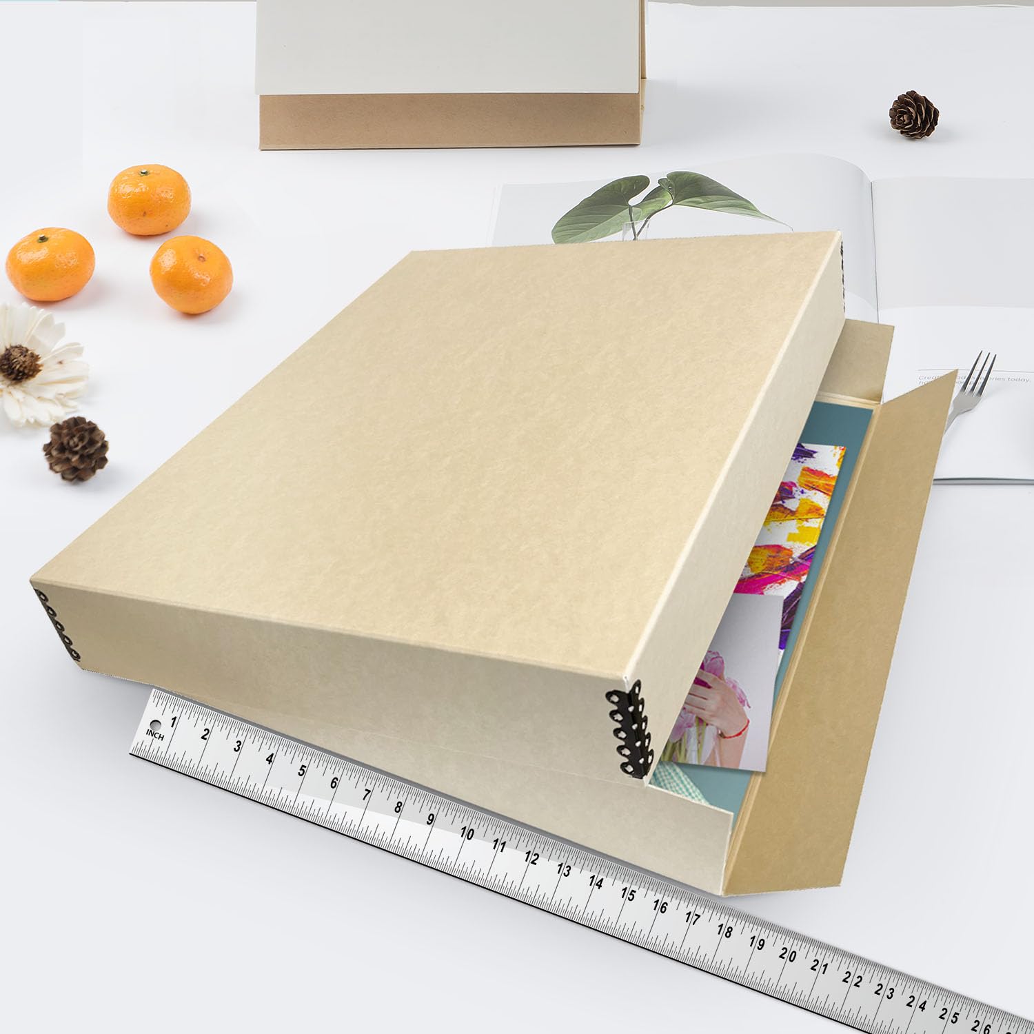 Lineco, 17X22 Tan Museum Archival Storage Box, Drop Front Design, Acid Free With Metal Edge, Preserves Picture Longevity, Organize Photos Or Documents, Crafts, Diy, 2 Pack