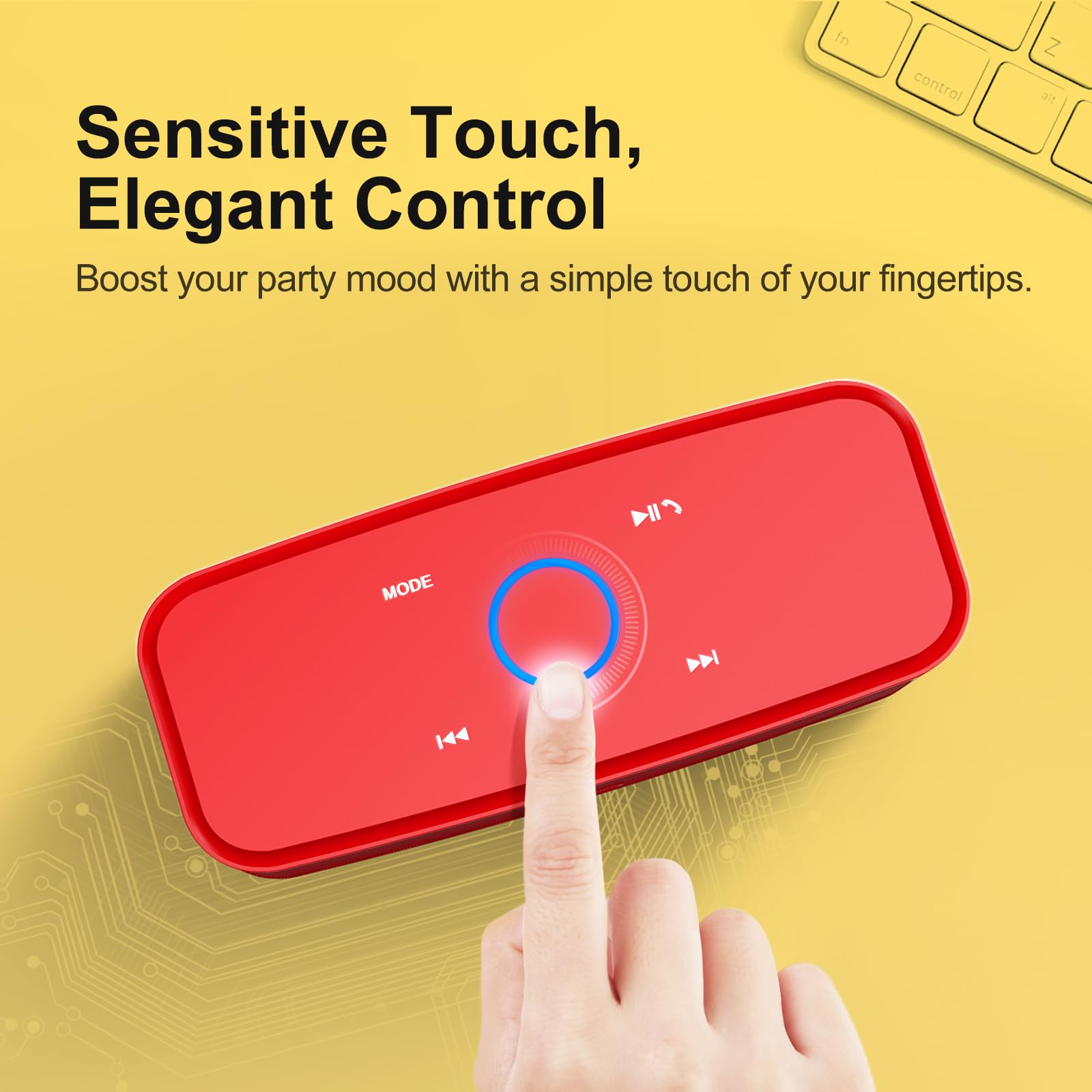 Doss Bluetooth Speaker, Soundbox Touch Portable Wireless Speaker With 12W Hd Sound And Bass, Ipx5 Water Resistant, 20H Playtime, Touch Control, Handsfree, Speaker For Home, Outdoor, Travel Red