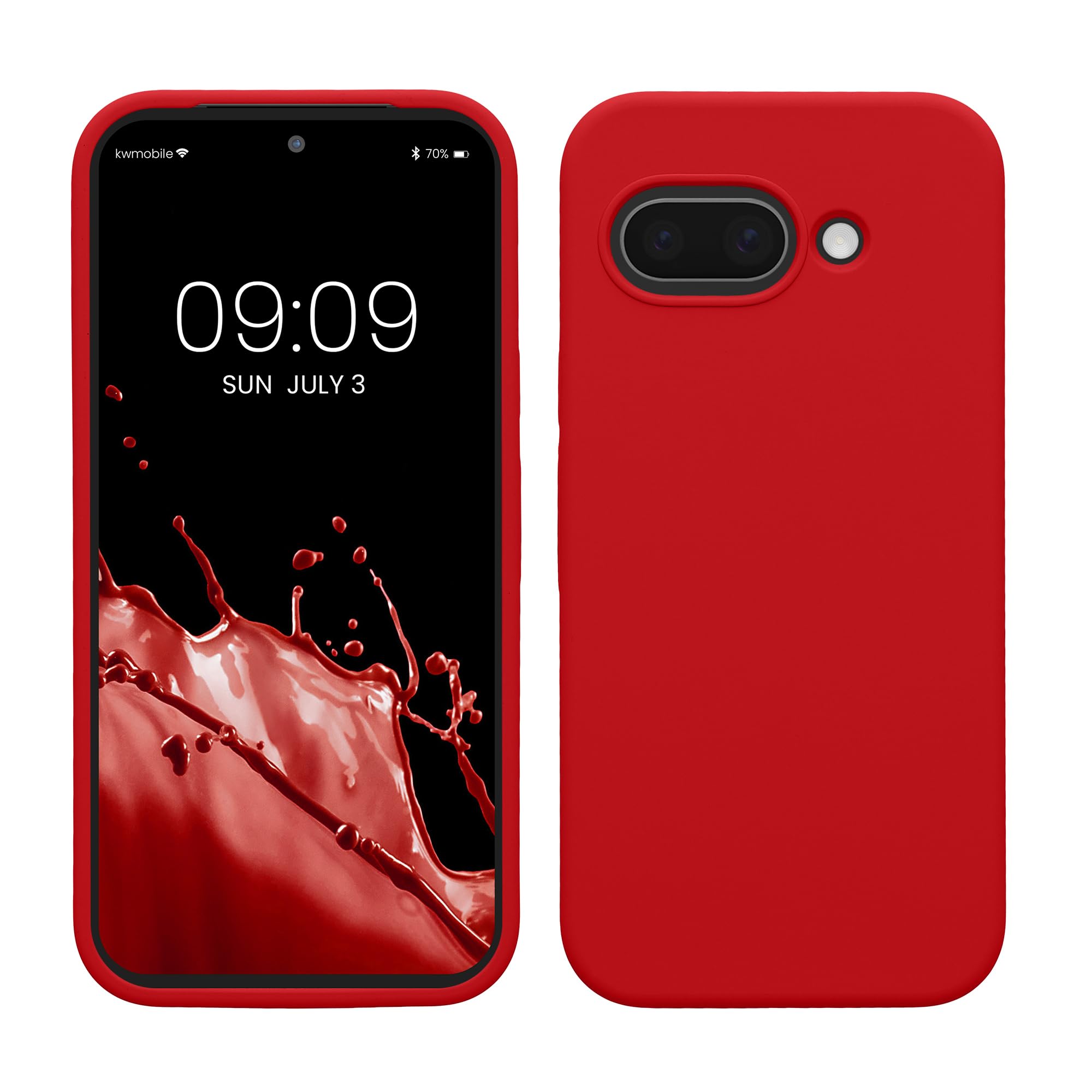 kwmobile Case Compatible with Google Pixel 9a Case - TPU Silicone Phone Cover with Soft Finish - Sweet Cherry