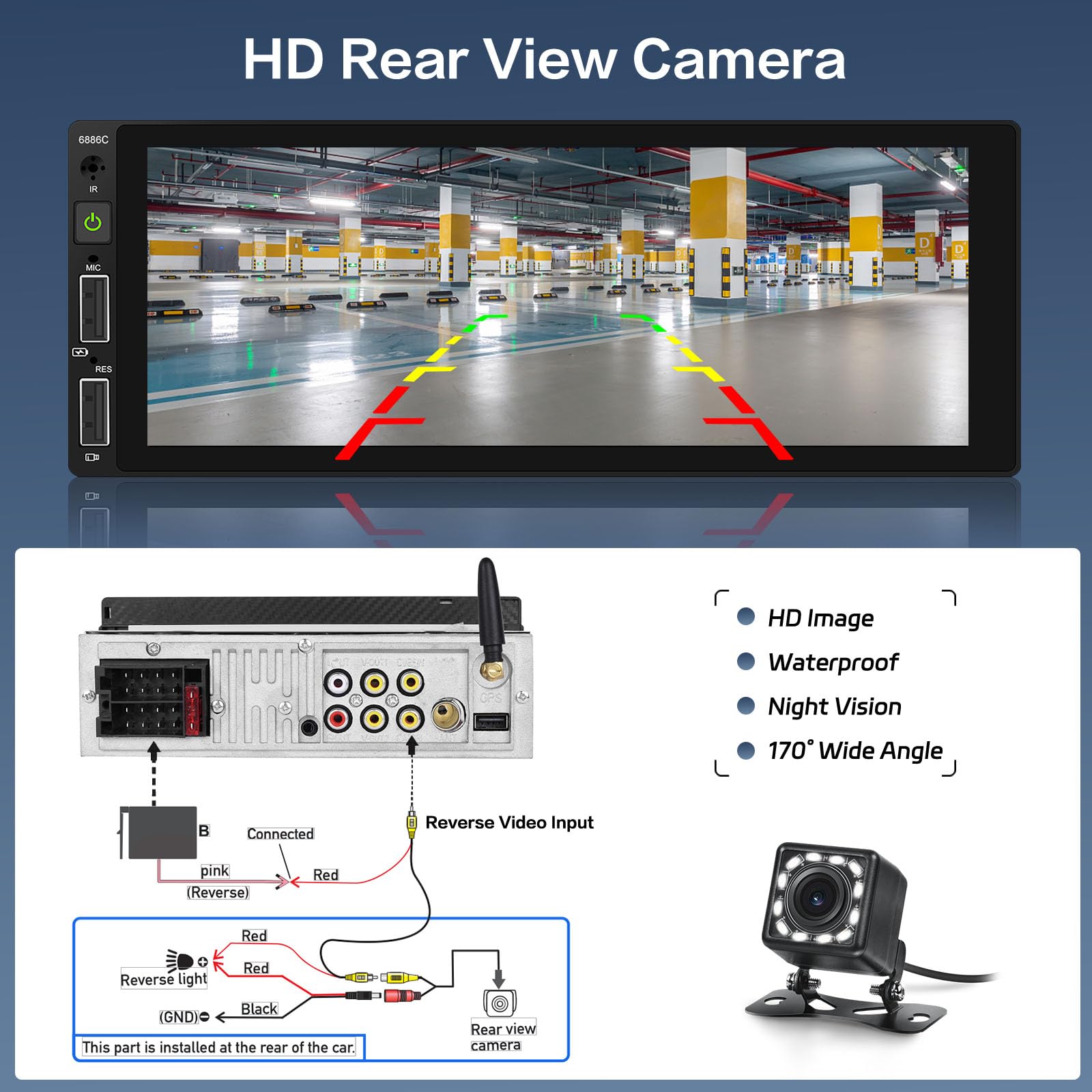 Inefala 6.86 Inch Single Din Car Stereo With Wireless Carplay And Android Auto, Touch Screen Car Radio Bluetooth 5.0, Mirror Lin