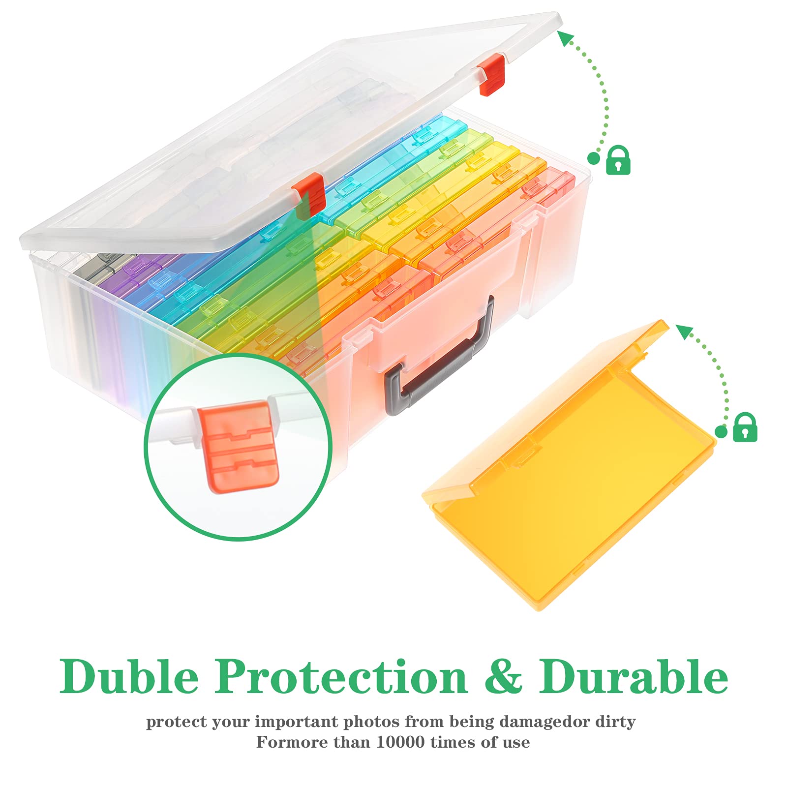 Photo Storage Box 4X6, 18 Inner Photo Case Large Photo Organizer Acid Free Photo Box Storage Photo Keeper Photo Storage Case, Pl