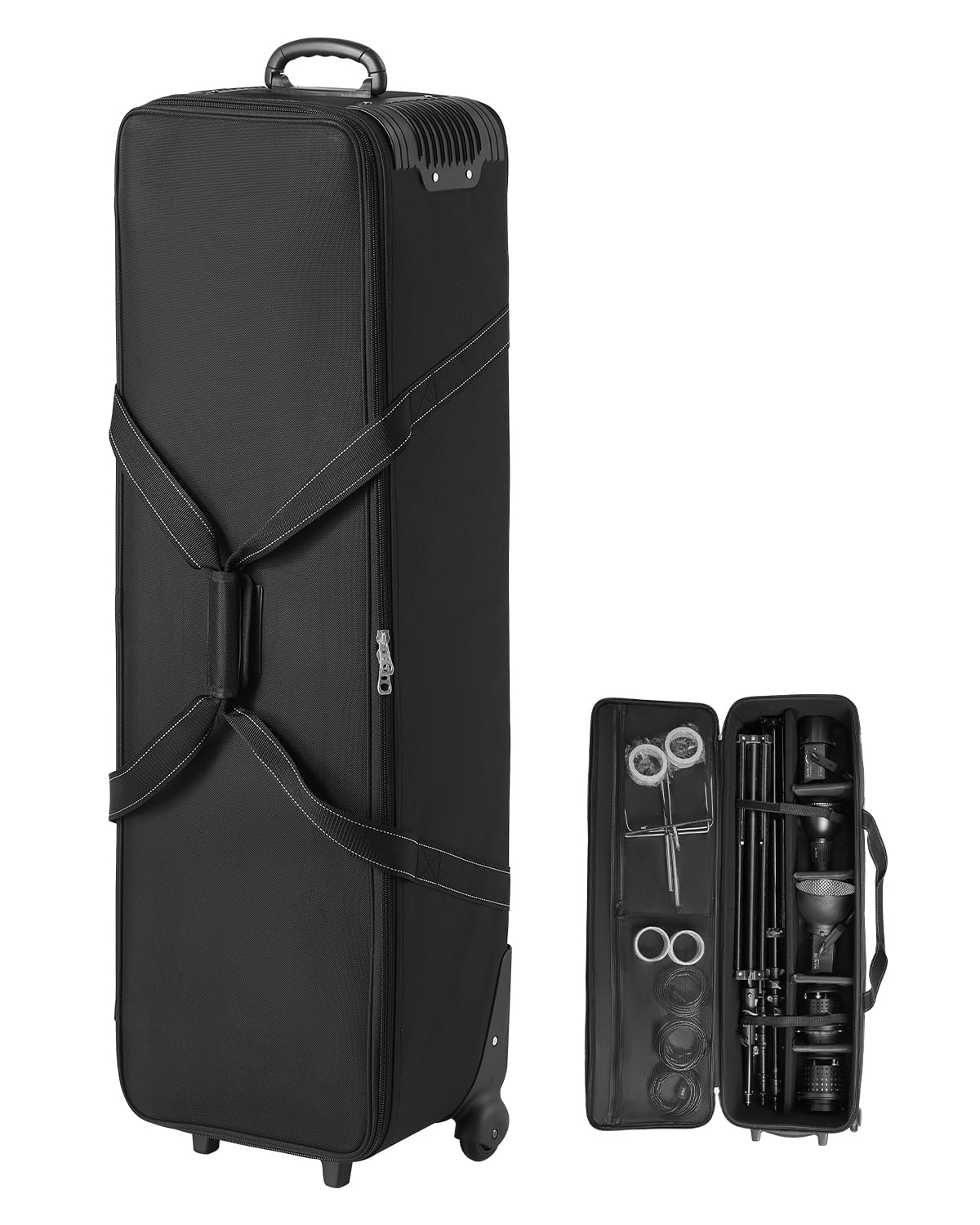 VEVOR Studio Equipment Trolley Case, 46.46 x 14.57 x 11.81 in / 118 x 37 x 30 cm, Rolling Camera Bag, Carrying Bag with Wheels S