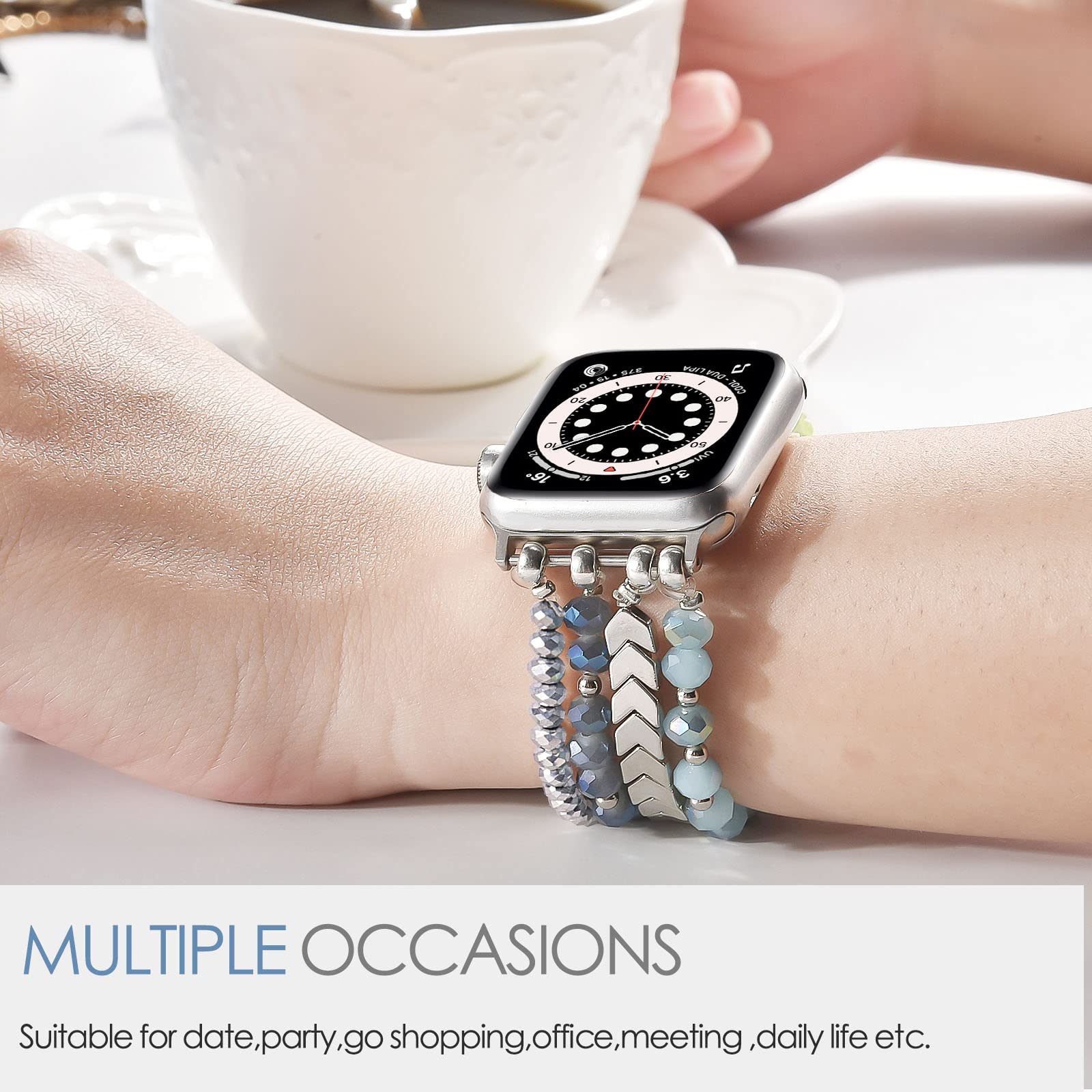 Mofree Beaded Bracelet Compatible With Apple Watch Band 40Mm/38Mm/41Mm/42Mm(Series10) 9/8/7/Se/6/5/4/3/2/1 Women Fashion Handmad