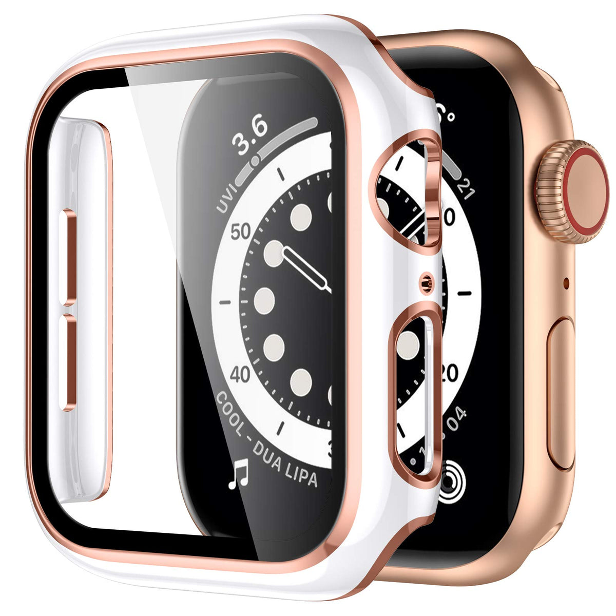 Geak Case Compatible For Apple Watch 38Mm Series 1/2/3 Built-In Screen Protector, All-Around White Bumper Full Cover Hard Pc Wit