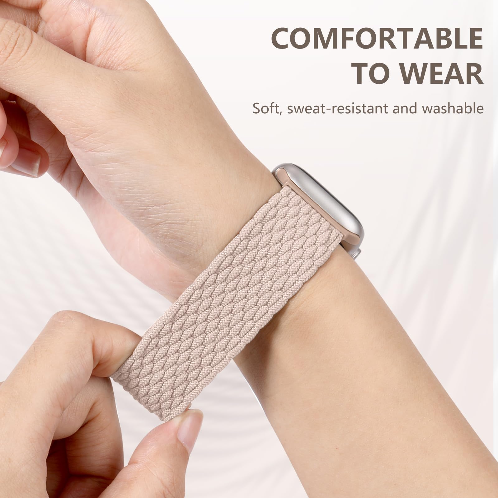 Zedoli Stretchy Nylon Solo Loop Band Compatible With Apple Watch Band 40Mm 38Mm 41Mm 42Mm Women, Elastic Braided Sport Straps Fo