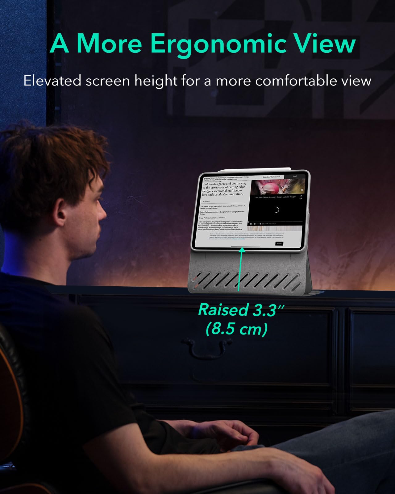 Esr For Ipad Pro 11 Inch Case (2022/2021/2020/2018, 4Th/3Rd/2Nd/1St Generation), Removable Magnetic Cover, Adjustable Portrait/Landscape Stand With Raised Display View, 9 Standing Angles, Grey