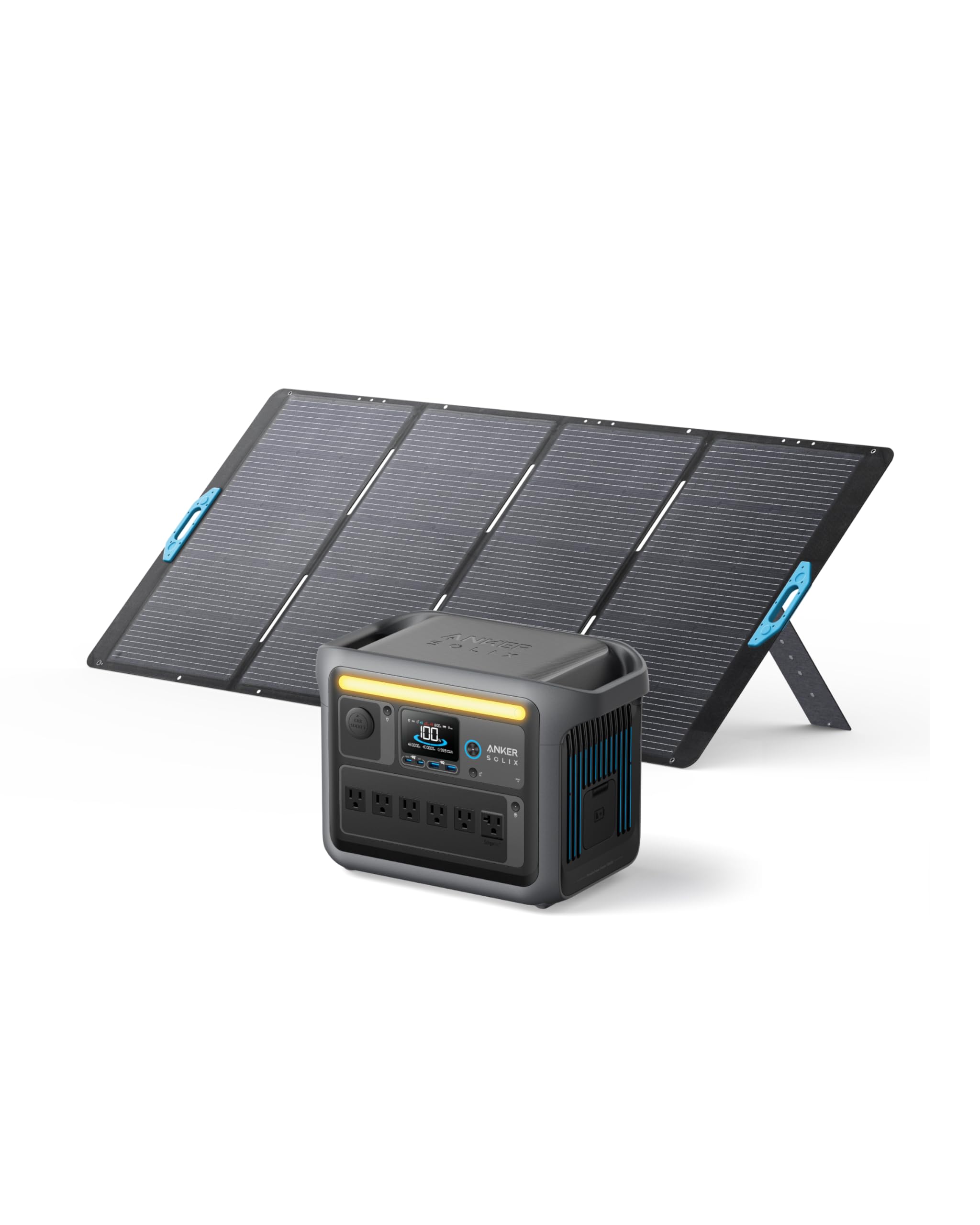 Anker Solix C1000 Portable Power Station With 400W Solar Panel, 1800W Solar Generator, 1056Wh Lfp (Lifepo4) Battery, 6 Ac Outlet