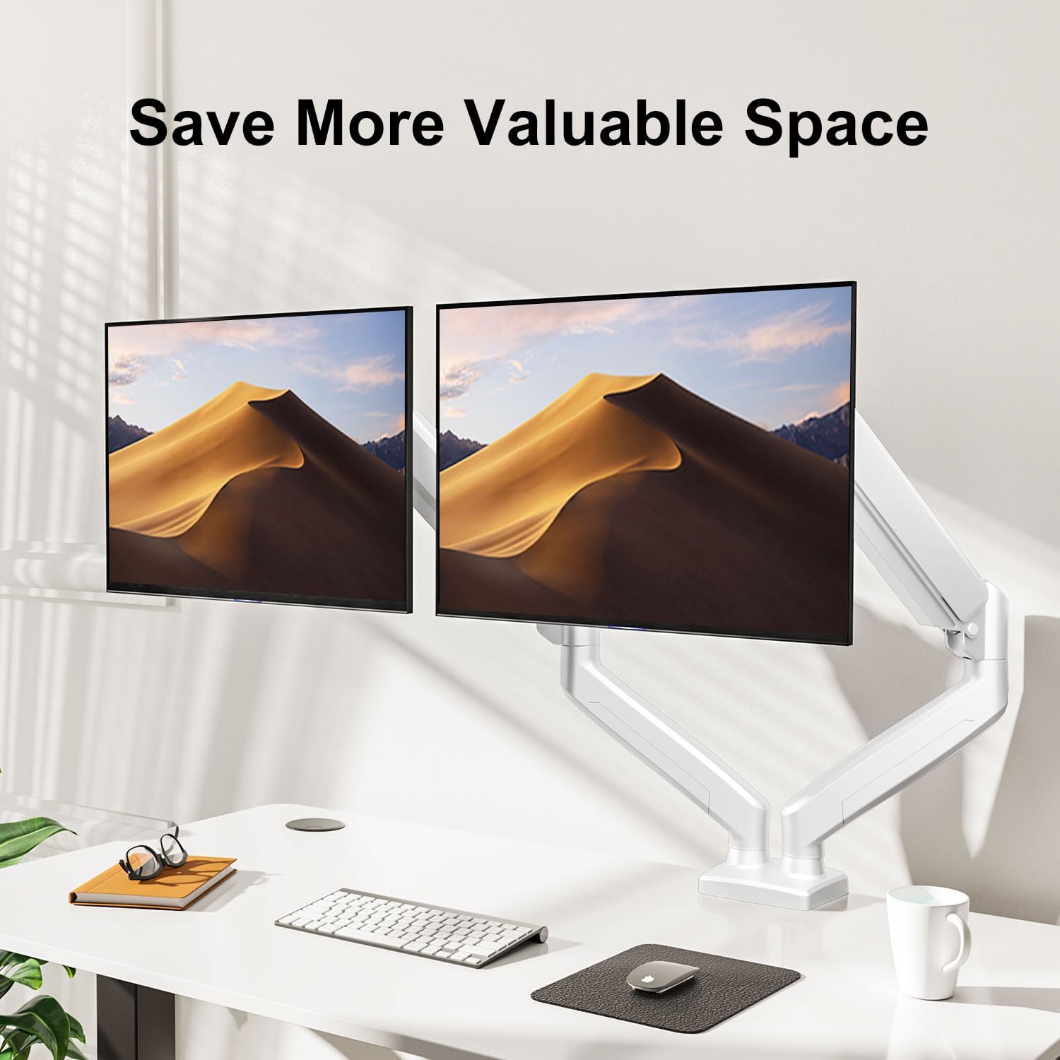 Ergofocus Dual Monitor Mount Fits 13 To 32 Inch Computer Screen, Dual Monitor Arm Hold Up To 19.8Lbs Each, Full Motion Monitor D