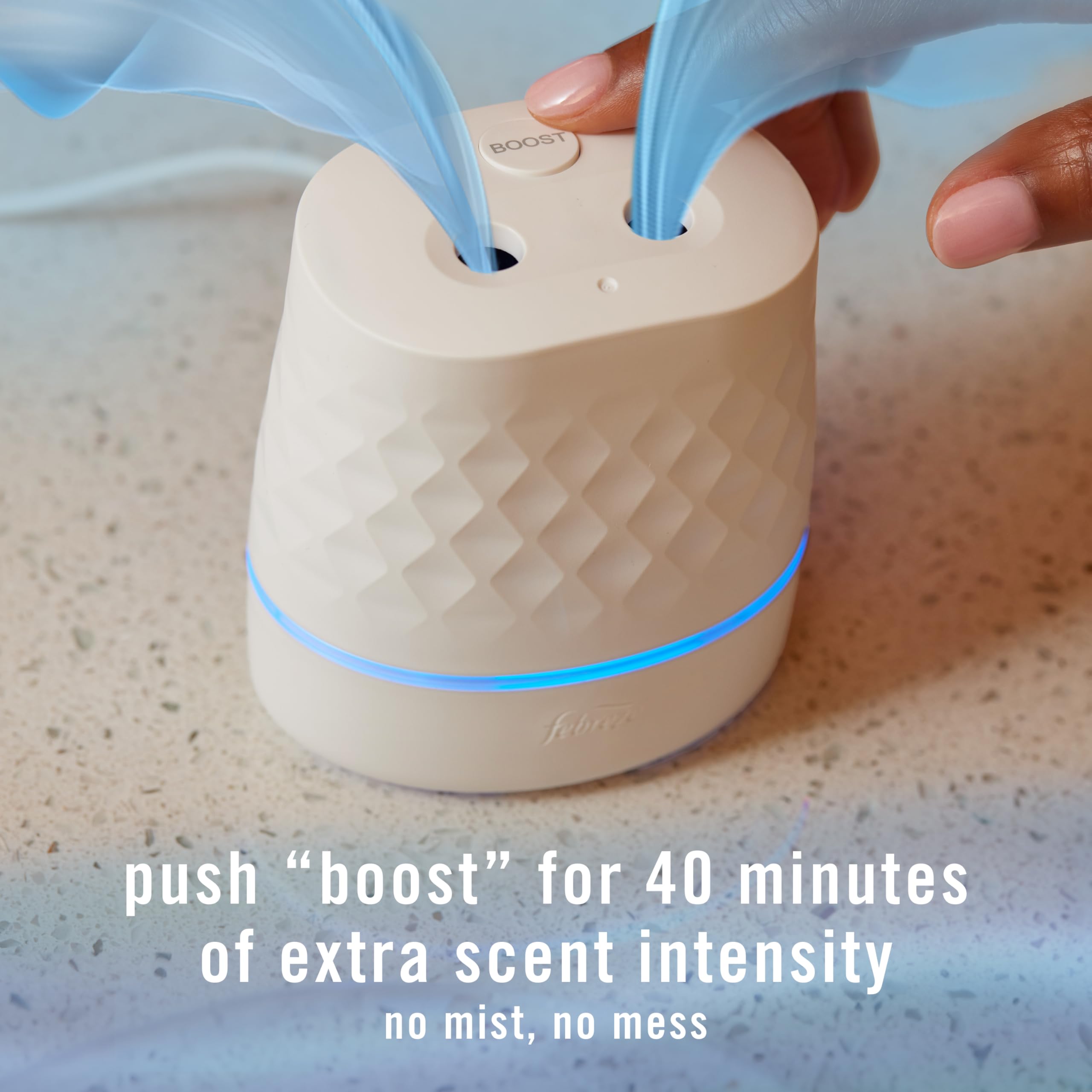 Febreze Plug Scent Booster Starter Kit, Oil Diffuser, Air Freshener Plug In, Continuous Scent Device + 2 Gain Original Refills