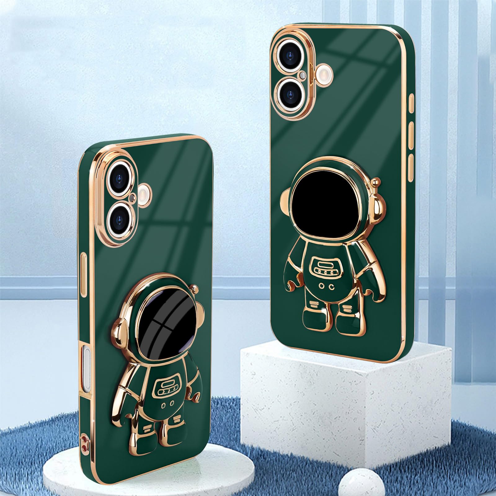 Pepmune For Iphone 16 Plus Case, Cute 3D Astronaut Stand With [2 Screen Protector] [Camera Protection] Kickstand Shockproof Sili