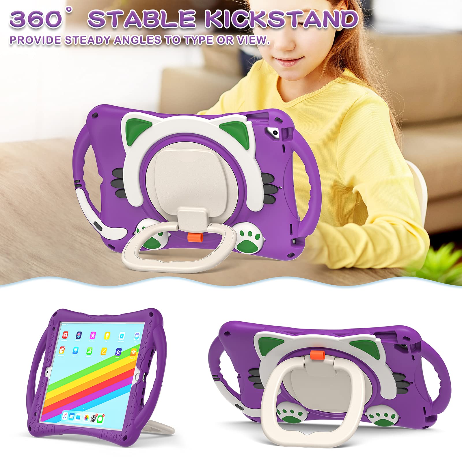 Batyue Rugged Case For Ipad 10.2 Inch 8Th/7Th Generation (2020/2019)/Ipad Air 10.5 2019 / Ipad Pro 10.5 2017 With Rotating Stand