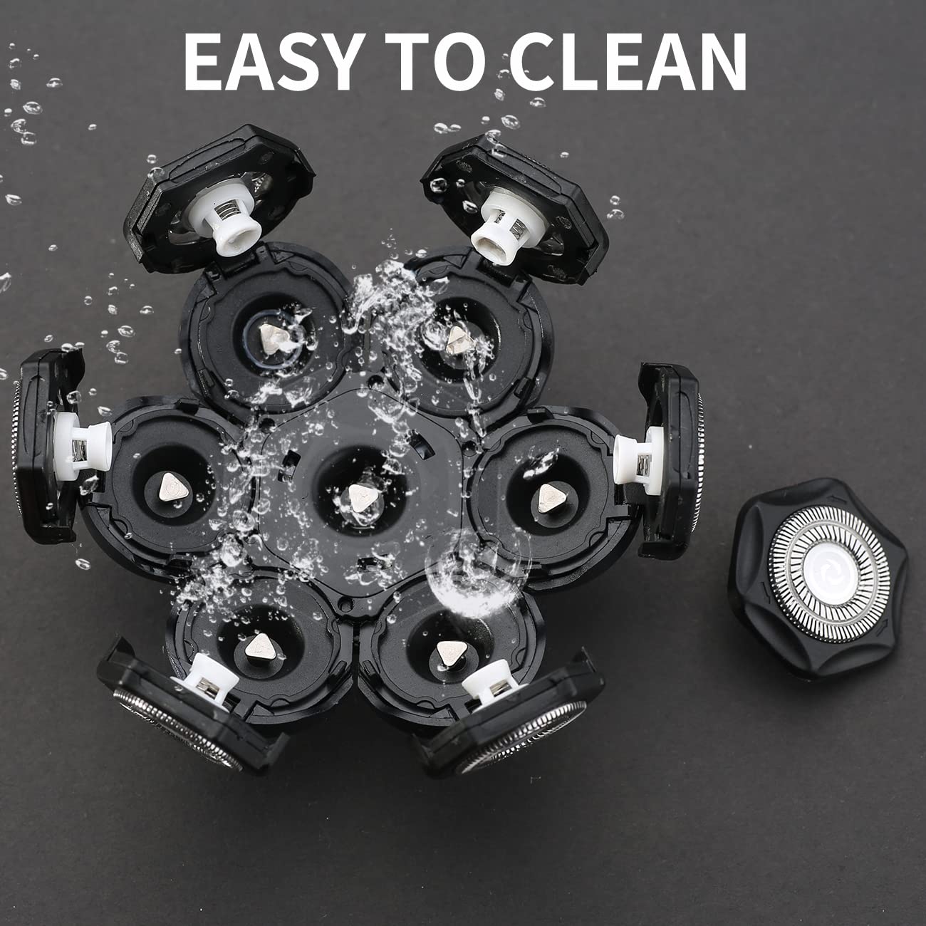 7 Blades Head Shaver Replacement Heads Electric Shaver Head Shaver Universal Replacement Blades Electric Razor For Men (7D Black