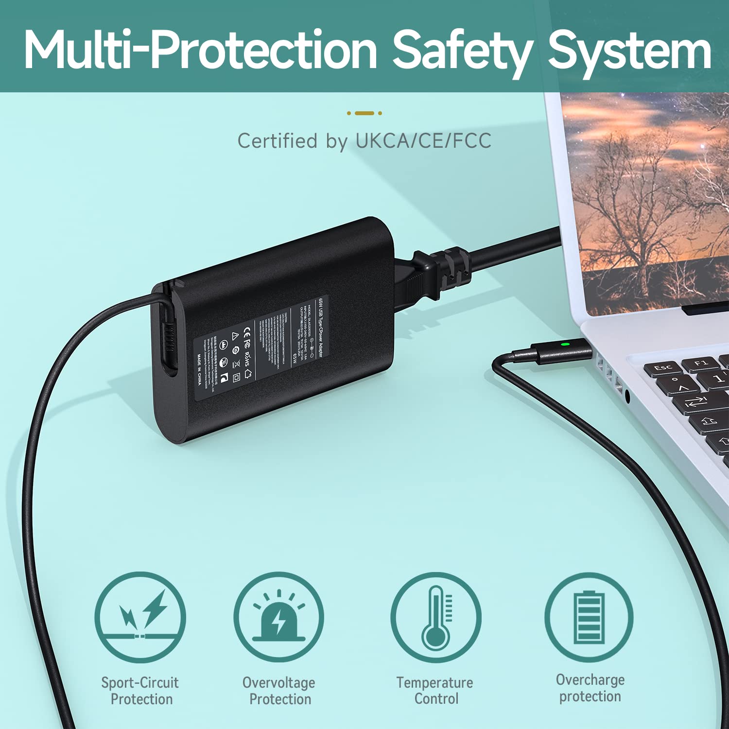 65W Usb C Laptop Charger For Dell Latitude 5420 5520 7420 5540 5440 5430 5530 7430 3540 3440 7440 7340 5320 7320, Xps 13 15 7390