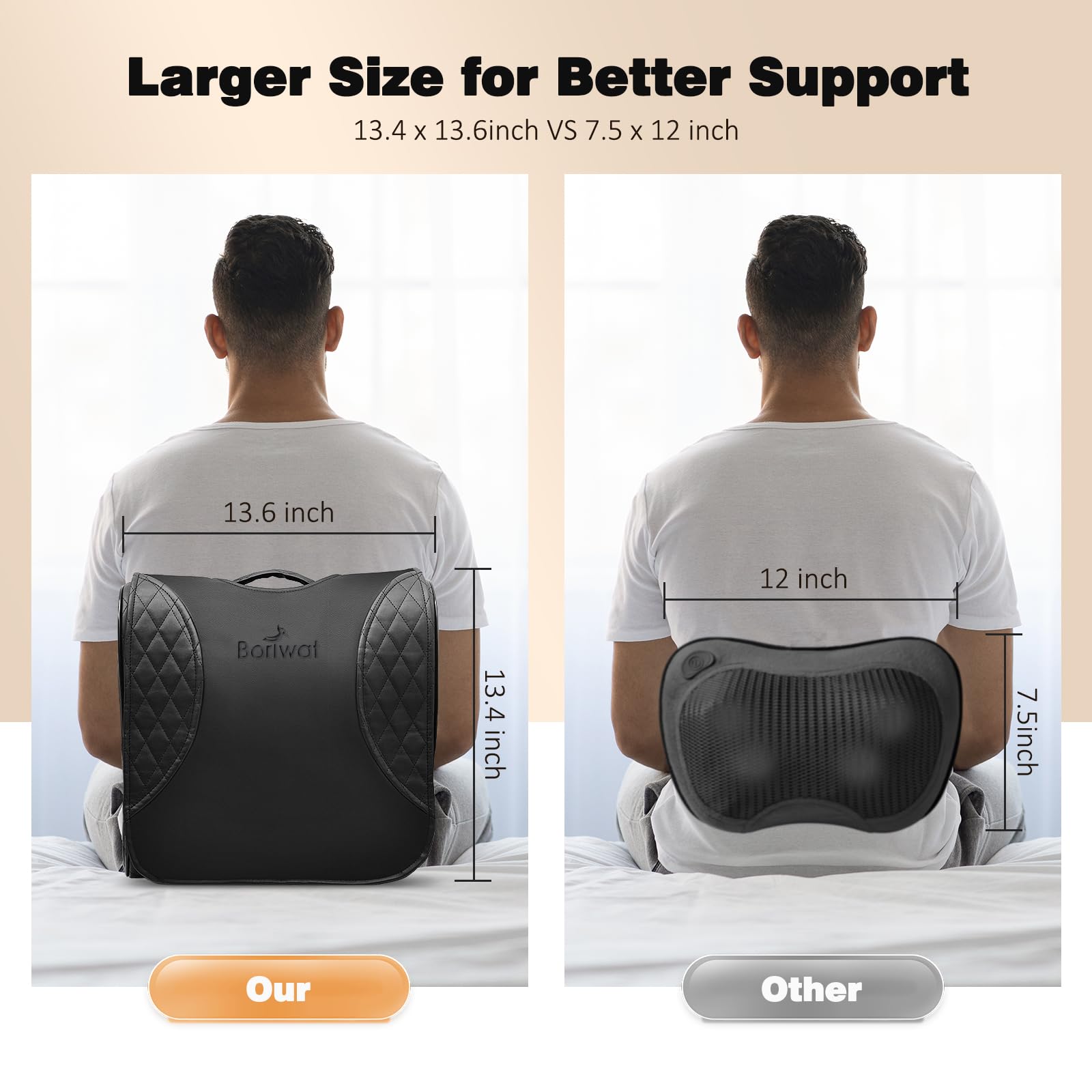 Back Massager With Heat, Percussion & Shiatsu 2 In 1 Massager For Lower Back Pain Relief, 3D Deep Tissue Kneading Massage Pillow