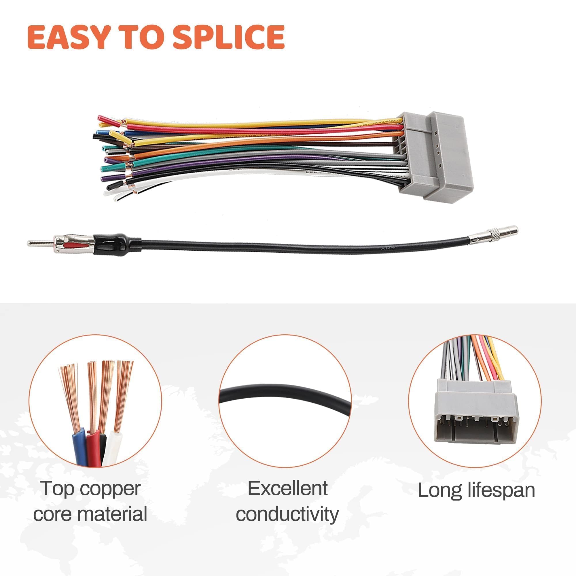 Nuith 70 6502 Car Radio Wiring Harness W/Antenna Adapter Connector Fits For 2002 2007 Dodge Ram, 2003 2007 Jeep, 2000 2007 Chrys