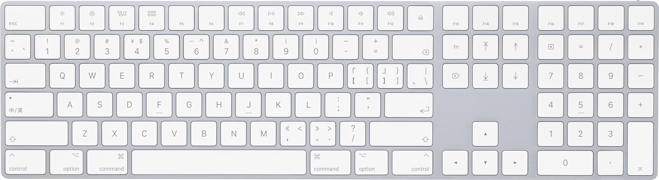 Apple Magic Keyboard with Numeric Keypad: Wireless, Bluetooth, Rechargeable. Works with Mac, iPad, or iPhone; Chinese - Pinyin -