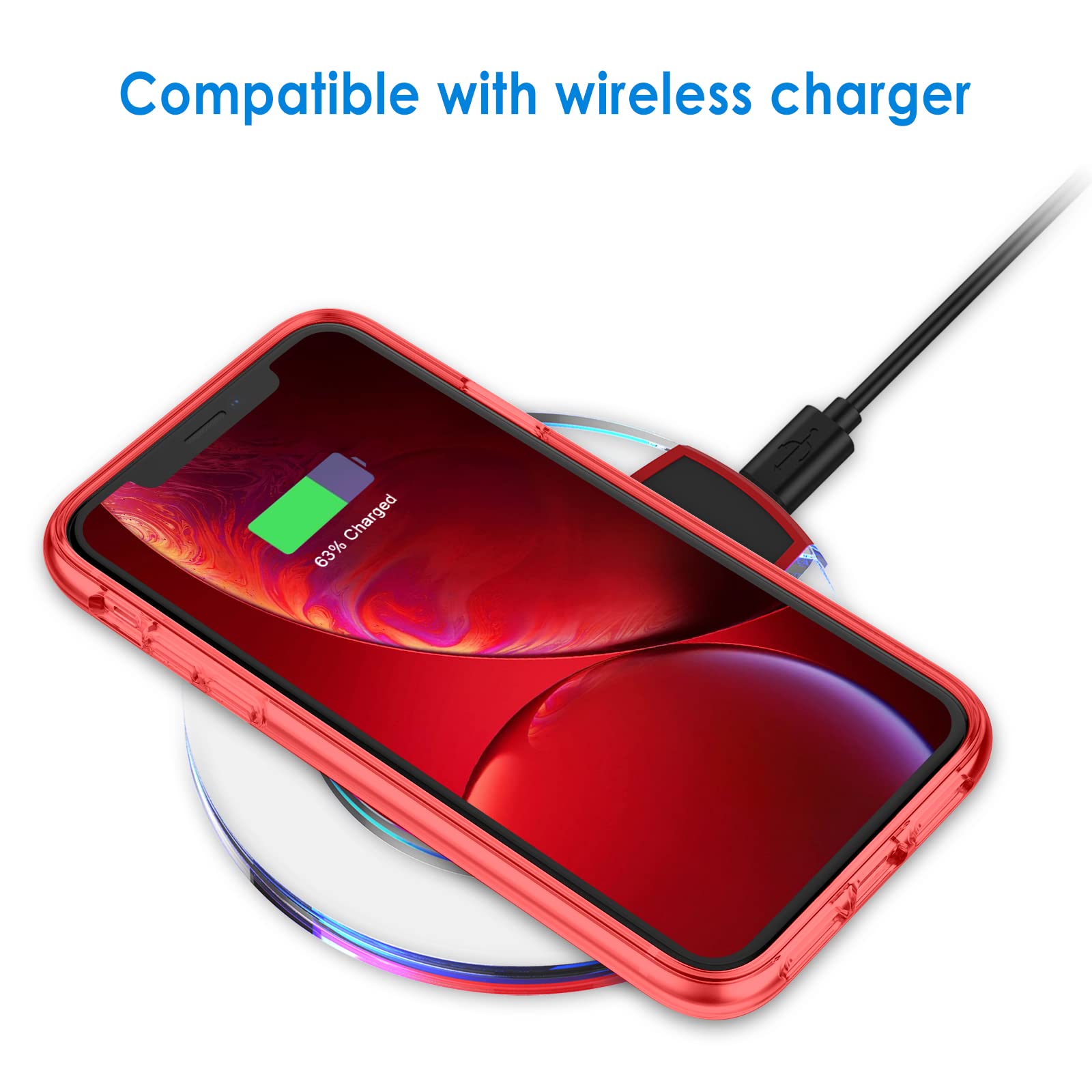 Jetech Case For Iphone Xr 6.1 Inch, Non Yellowing Shockproof Phone Bumper Cover, Anti Scratch Clear Back (Red)