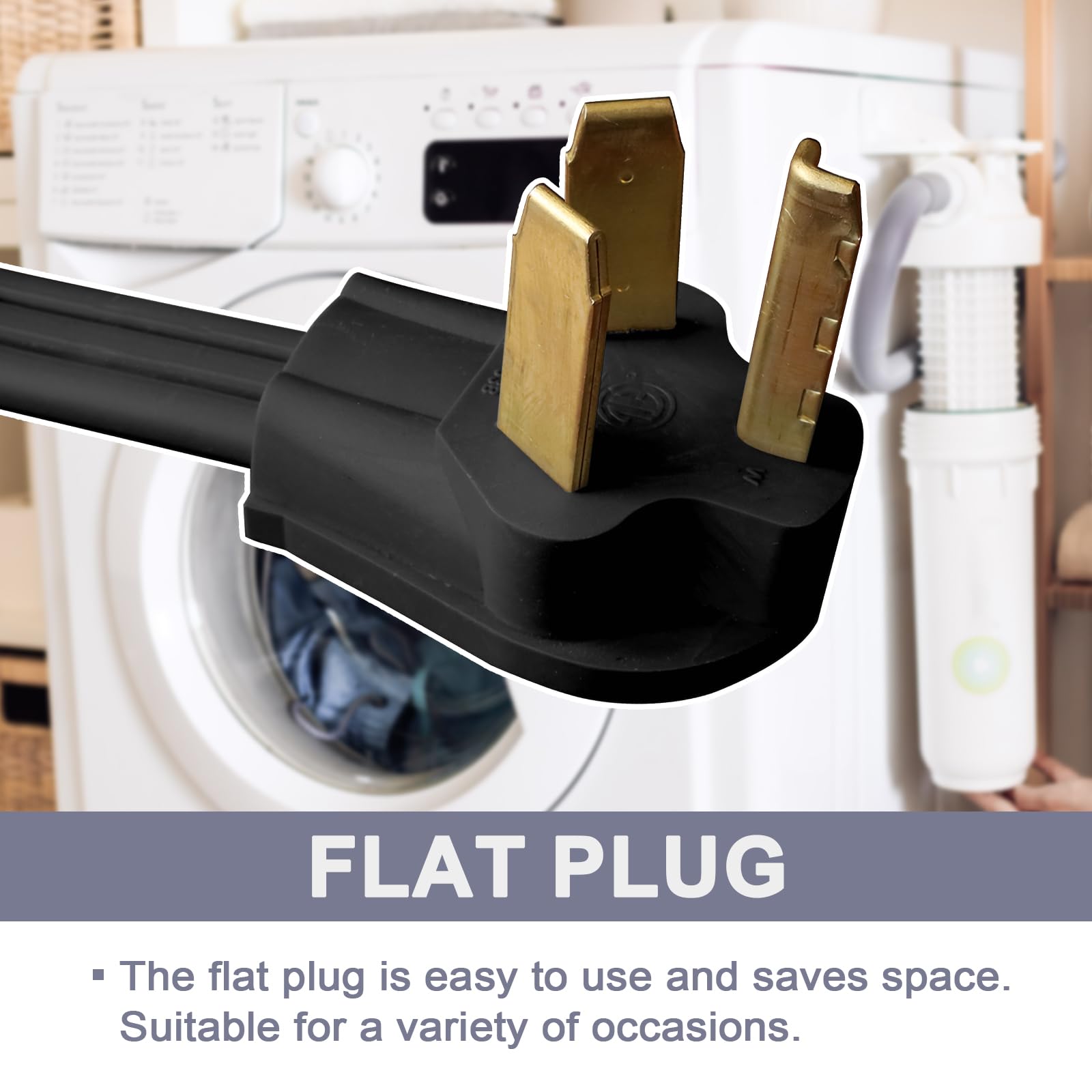 Ep 3 Prong Dryer Cord, 10 Ft 10/3 Srdt, 30Amp Appliance Extension Power Cord, Nema 14 30, Black