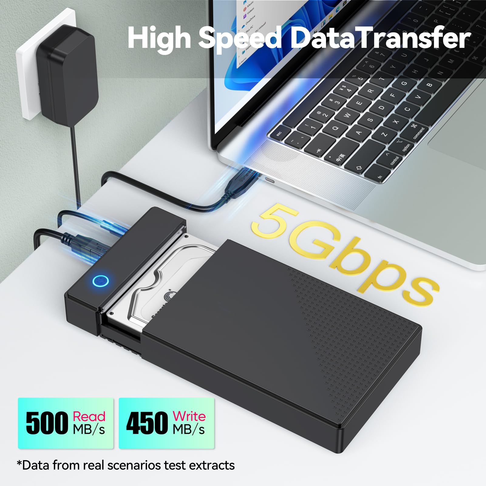 3.5 Hard Drive Enclosure, Clavoop External 3.5 2.5 Inch Ssd Hdd Enclosure Usb 3.0 Sata Reader Up To 20 Tb Hard Drive Case Data R