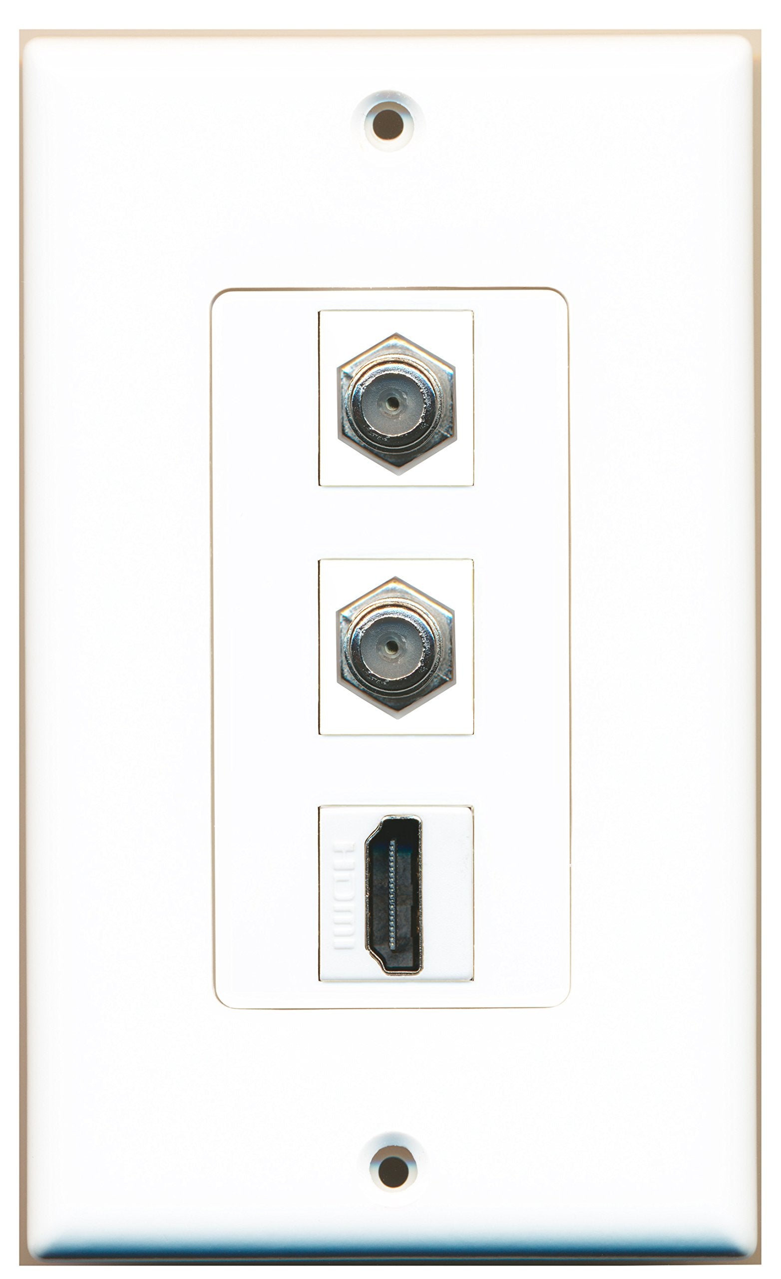 Riteav   1 Port Hdmi 2 Port Coax Cable Tv  F Type Decorative Wall Plate   White