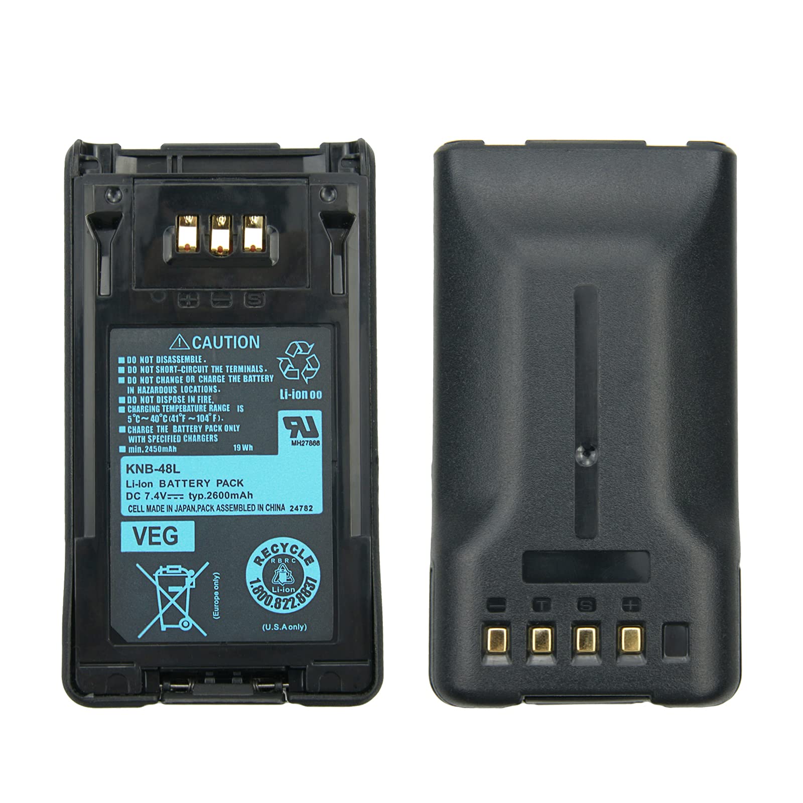 Vineyuan 2600Mah Li Ion Knb 48L Battery(S) For Kenwood Tk 5220 Tk 5320 Nx 200 Nx 300 Knb 47L Two Way Nexedge Radios Replacement
