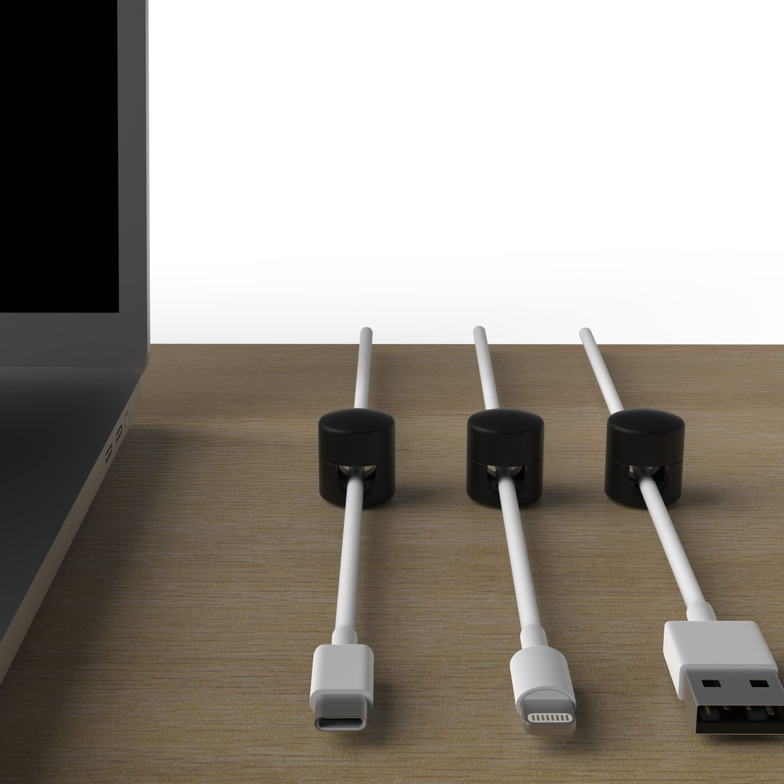 Iconit Cable Anchors For Desk Organization Black | Premium Aluminum Cord Organizers | Charger + Cable Management Clips For Home