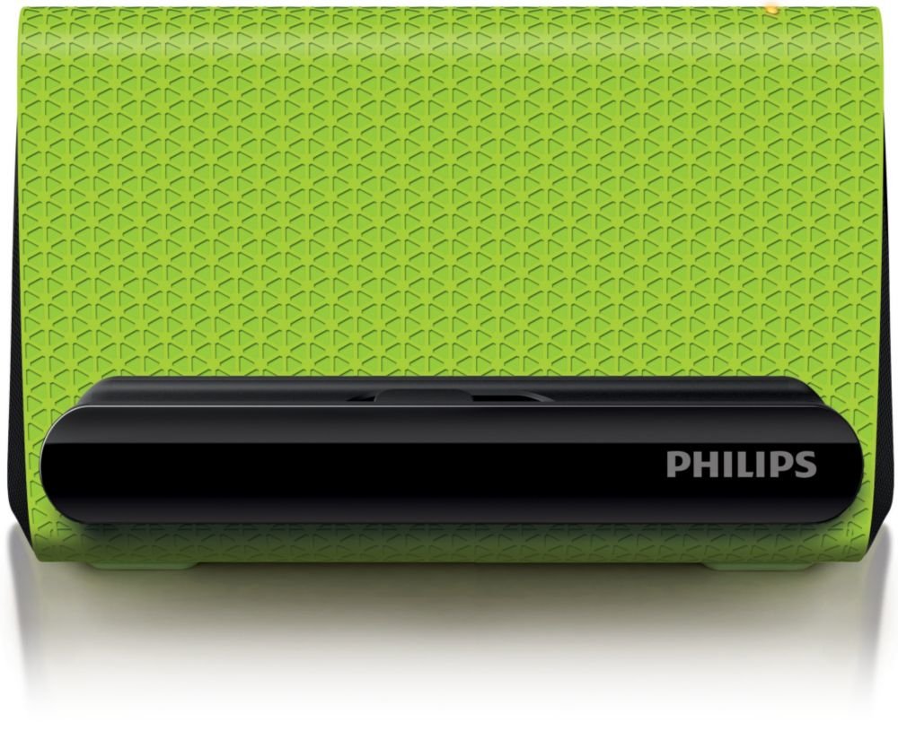 Philips Sba1710 Portable Smartphone Speaker Cradle With 3.5Mm Auxiliary Cable Green