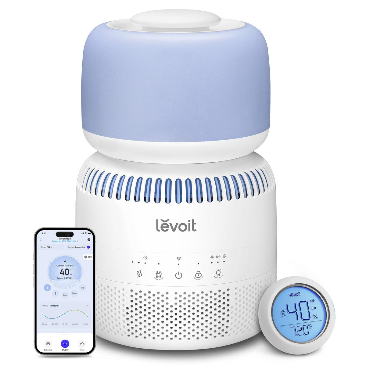 Levoit Humidifiers For Bedroom Baby, Sprout Evaporative With Dual Filters For Air & Water, Separate Sensor, Adjustable No Blue N