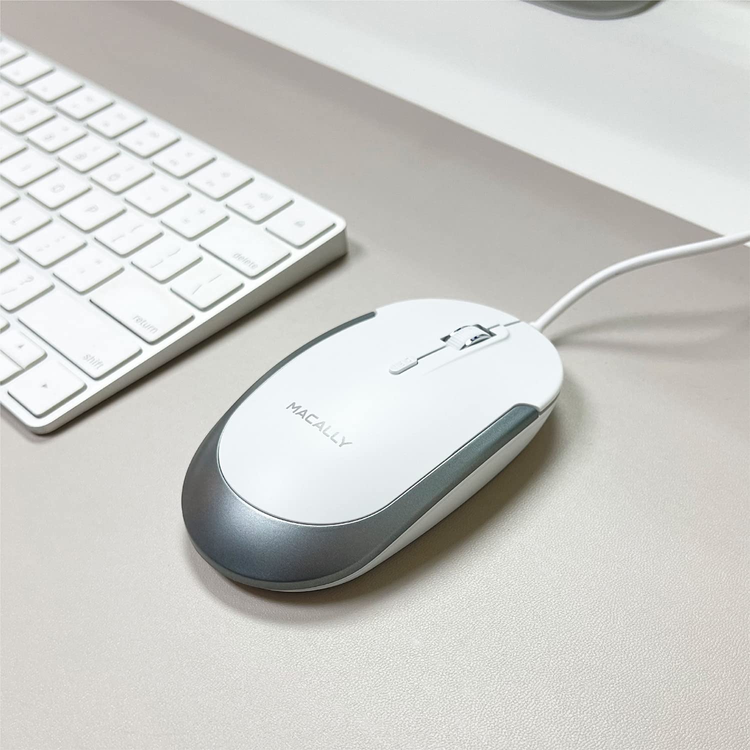 Macally Silent Wired Mouse - Slim & Compact Usb Mouse For Apple Mac Or Windows Pc Laptop/Desktop - Designed With Optical Sensor