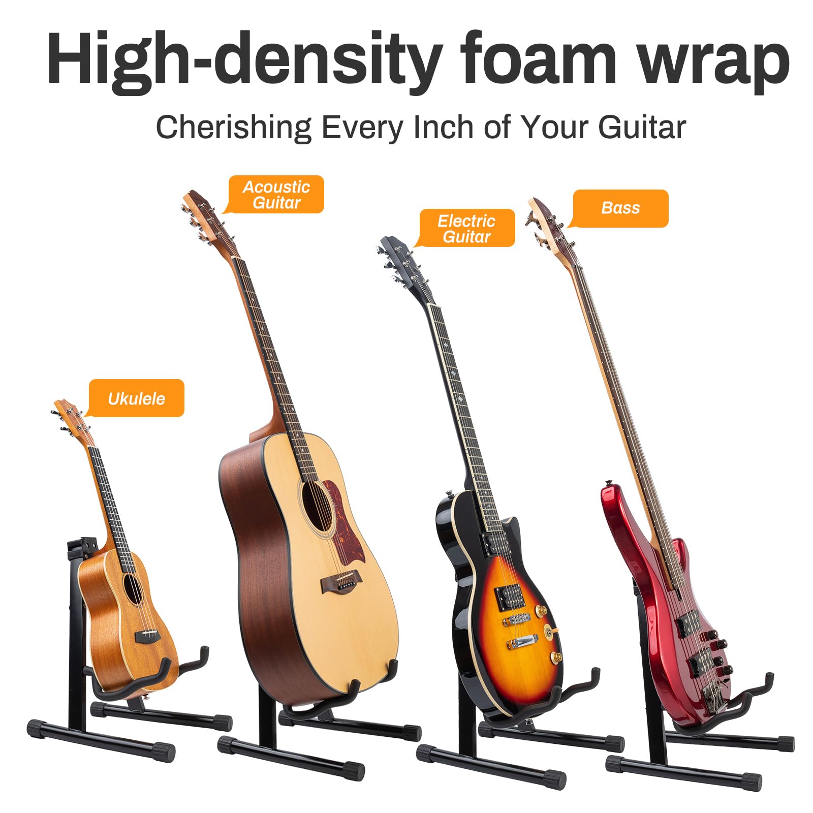 Mosen Guitar Stand, 2 Pack Foldable A Frame Guitar Stand With Non Slip Rubber And Foam Arms For Acoustic Classical And Electric