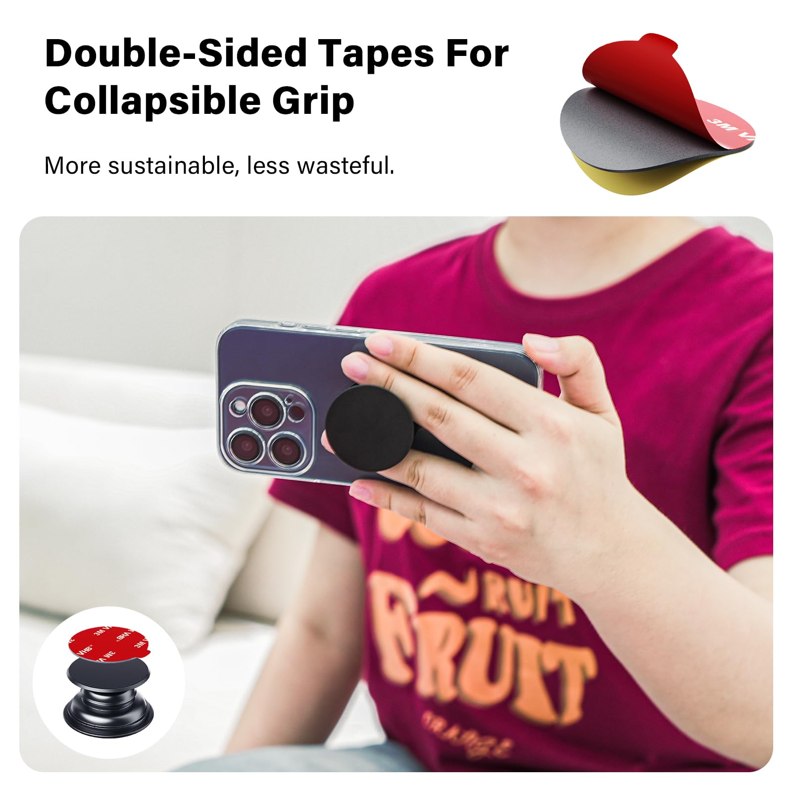 Apps2Car 10 Pack 3M Double Sided Adhesive Pads For Socket Mount Base Circle Adhesive Replacement Vhb Sticky Tape For Phone Colla