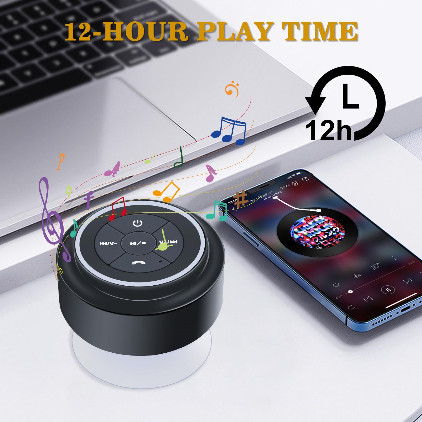 Waterproof Shower Speaker, Portable Bluetooth Speaker With Suction Cup, Ipx7 Waterproof Wireless Speaker Teen Boys Gift Ideas Fo