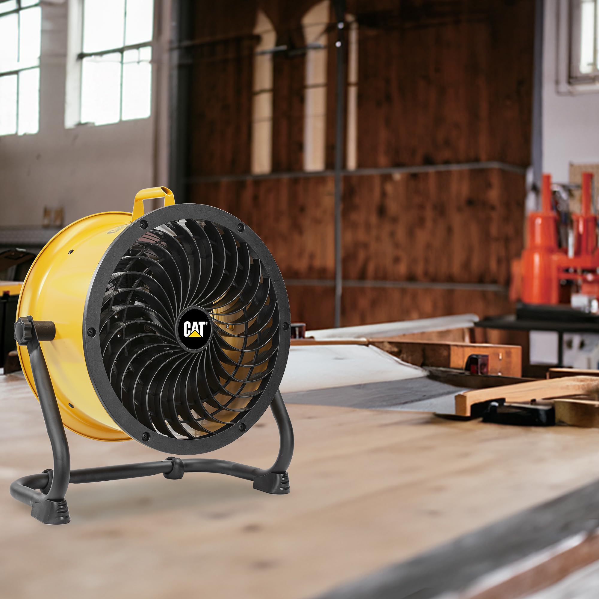 Caterpillar High Velocity 14'' Drum Air Circulator Fan With Heavy Duty Industrial Grade 360 Degree Adjustable Drum Head, And 230