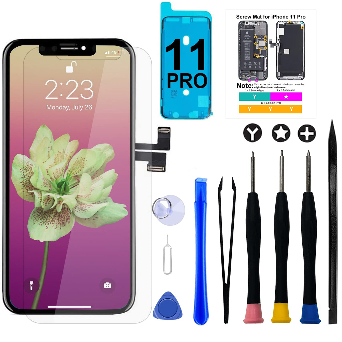 Brinonac For Iphone 11 Pro Screen Replacement Kit, 58 Inch Lcd Display 3D Touch Screen Digitizer Frame Assembly Set With Repair