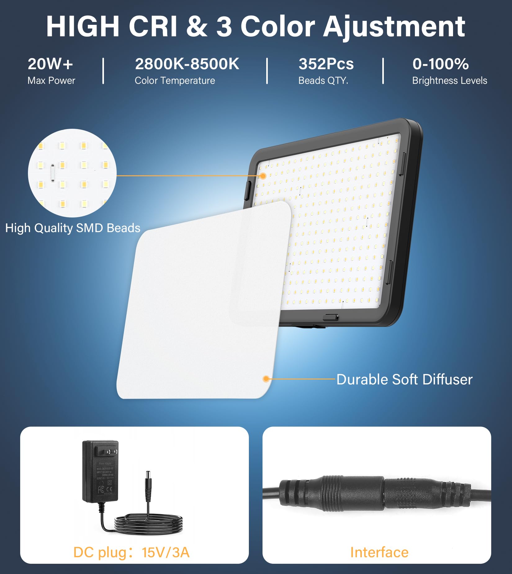 Unicucp 2 Pack Led Video Photography Lighting Kit 22W With 62.99 Inch Tripod Stand, 2500 8500K Studio Lights For Live Streaming/