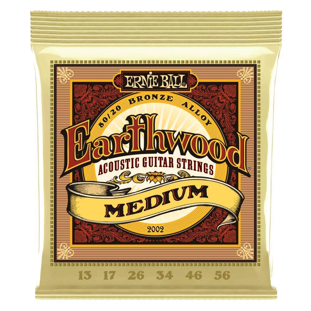 Ernie Ball Earthwood Medium 80/20 Bronze Acoustic Guitar Strings, 13-56 Gauge (P02002)-Single Pack