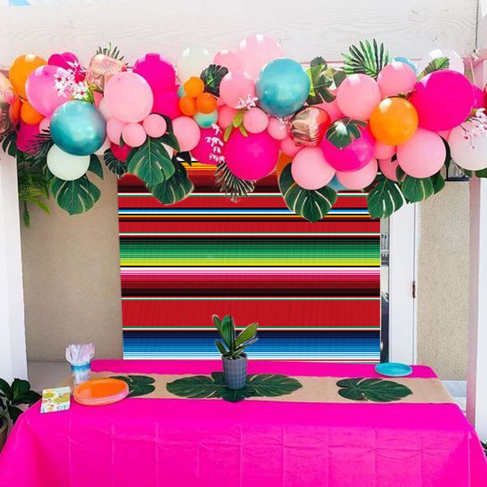 Maqtt 72X60In Mexican Theme Party Striped Backdrop Fiesta Cinco De Mayo Background Party Decoration For Cake Table Decor Photo B