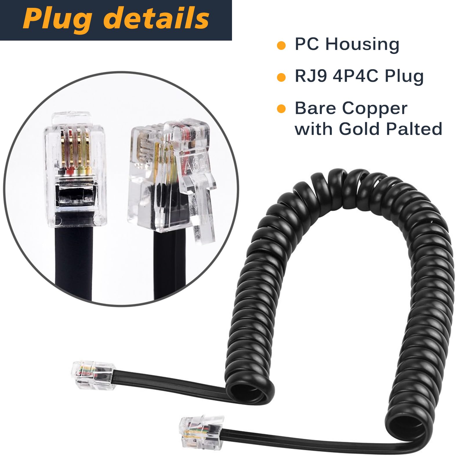 Yienfbev Telephone Handset Cord Detangler 1 Set, 1 Pack 360 Degree Rotating/Anti Tangle Landline Cable And 1 Pack Telephone Hand