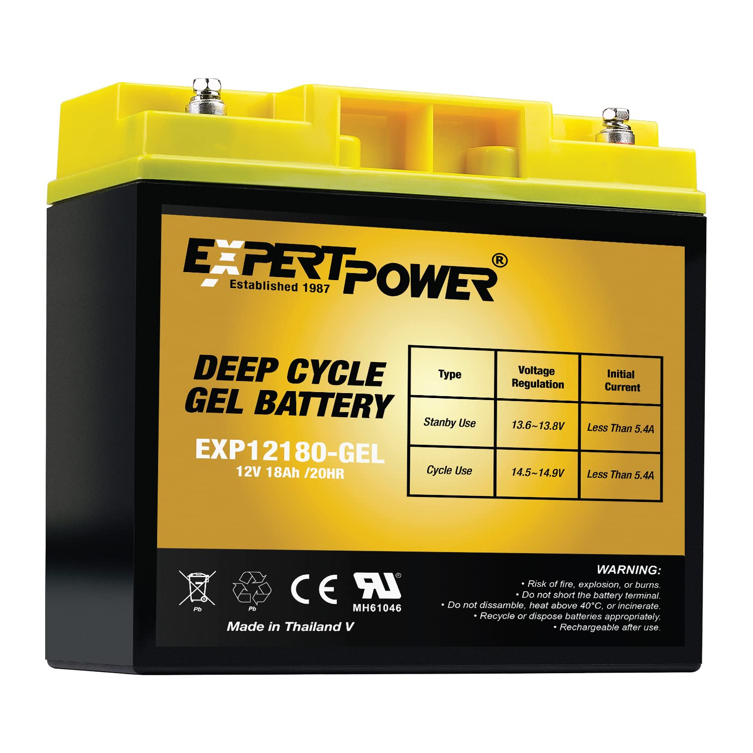 Expertpower 12V 18Ah Gel Deep Cycle Battery