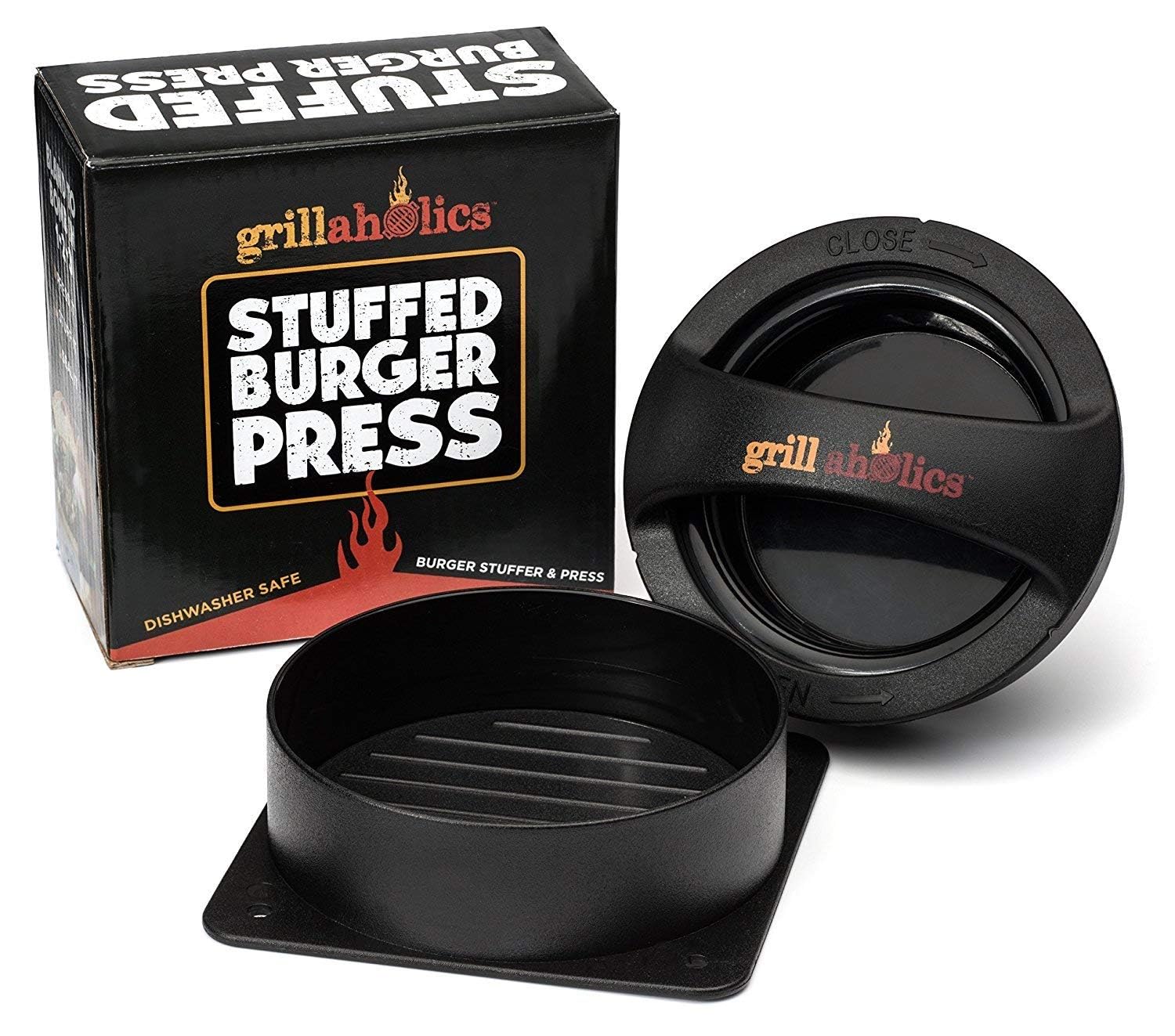 Grillaholics Stuffed Burger Press And Recipe Ebook - Extended Warranty - Burger Stuffer & Hamburger Patty Maker - The Perfect Gr