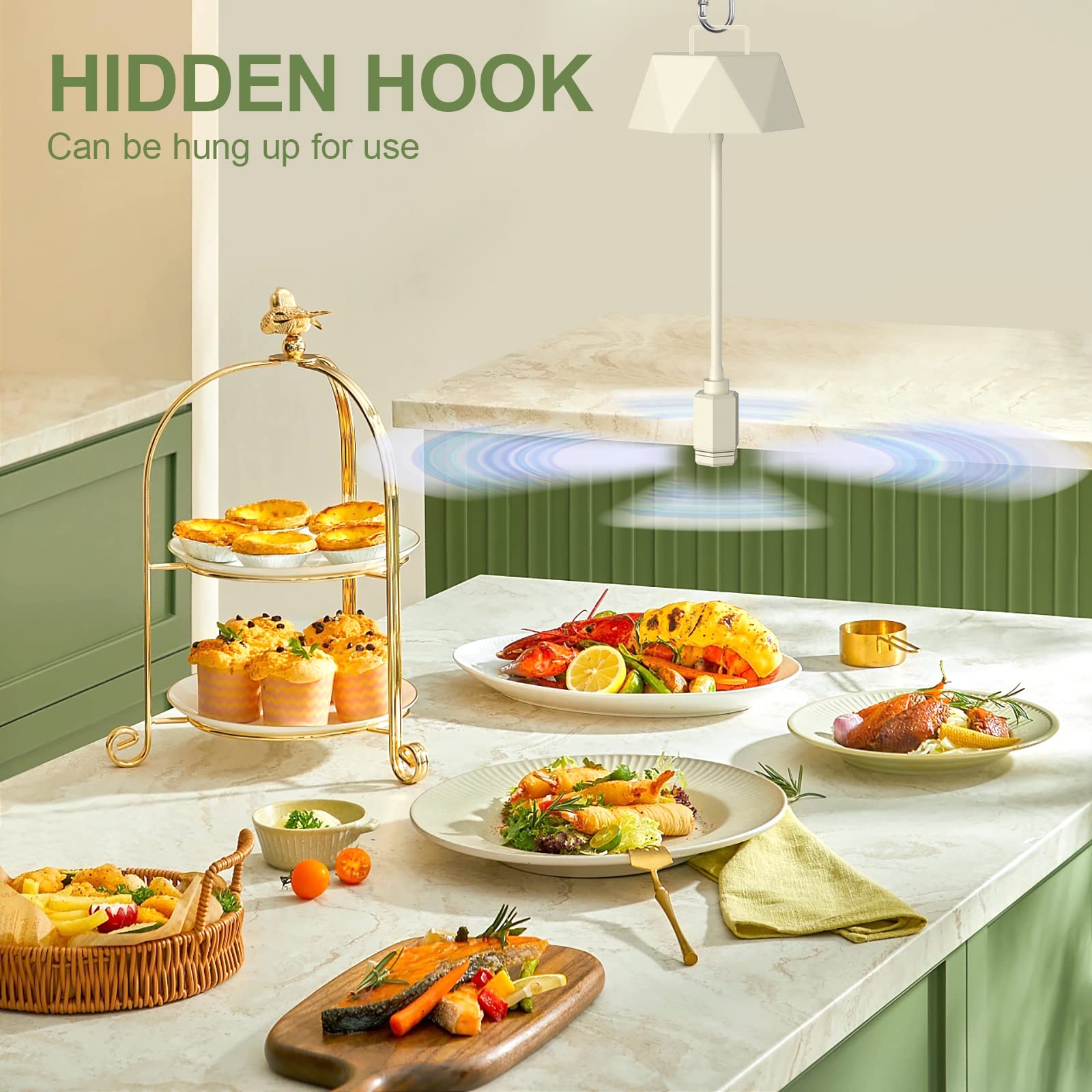 Portable Battery Powered Food Fans For Tables Up To 15 Hours Working Time, Indoor Outdoor Food Fan With Flexible Goose Neck Blad