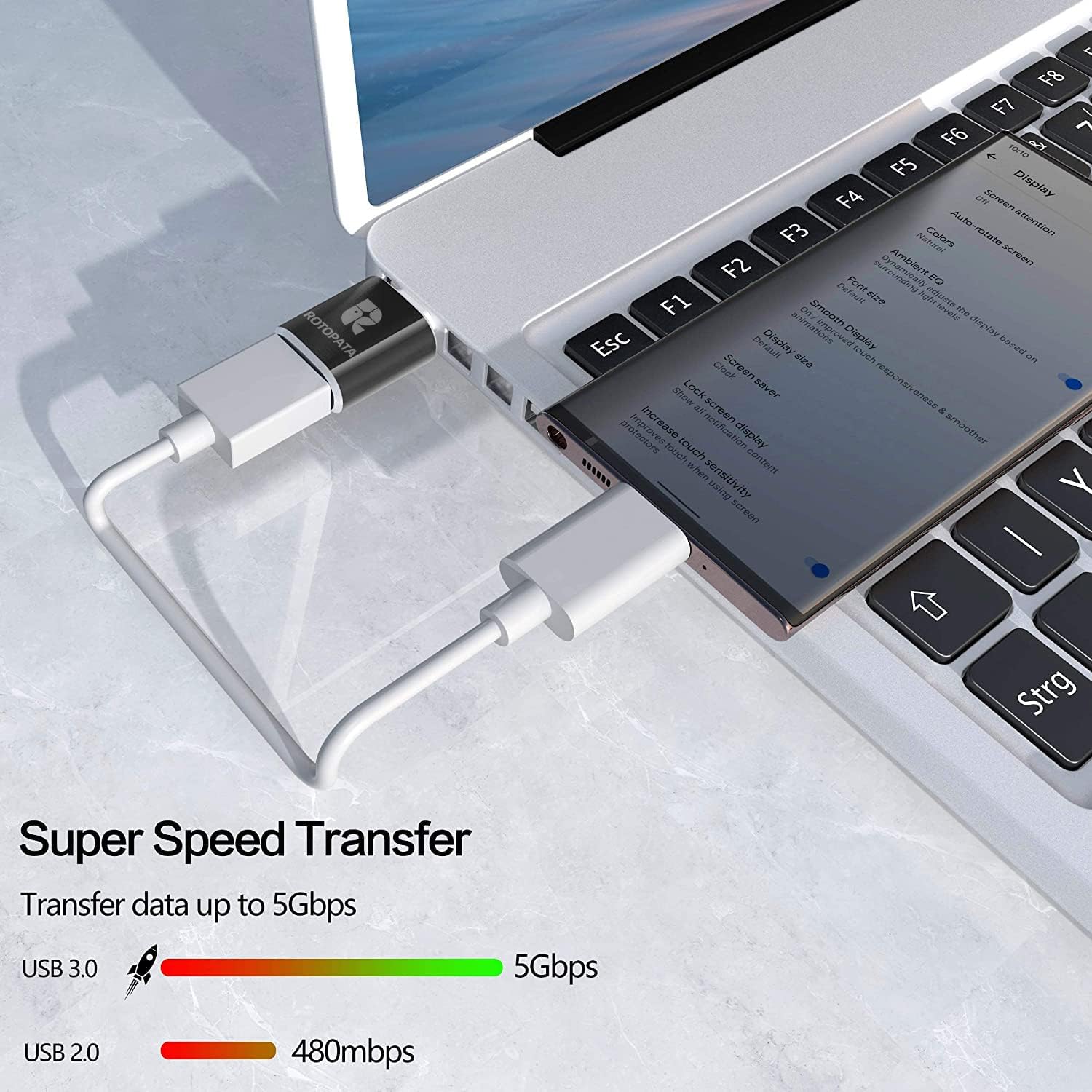 Rotopata 4 Pack Usb To Usb C Adapter, Usb C To Usb 3.0 Female Otg Adapter For Macbook Pro2019, Macbook Air 2020, Ipad Pro 2020 A