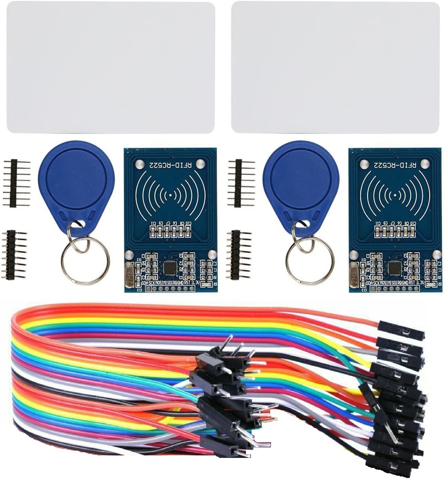 Wwzmdib 2Pcs Rfid Reader Writer Starter Kit For Arduino Raspberry Pi(Rc522 Sensor Module + S50 Blank Card + Key Ring + Jumper Wi