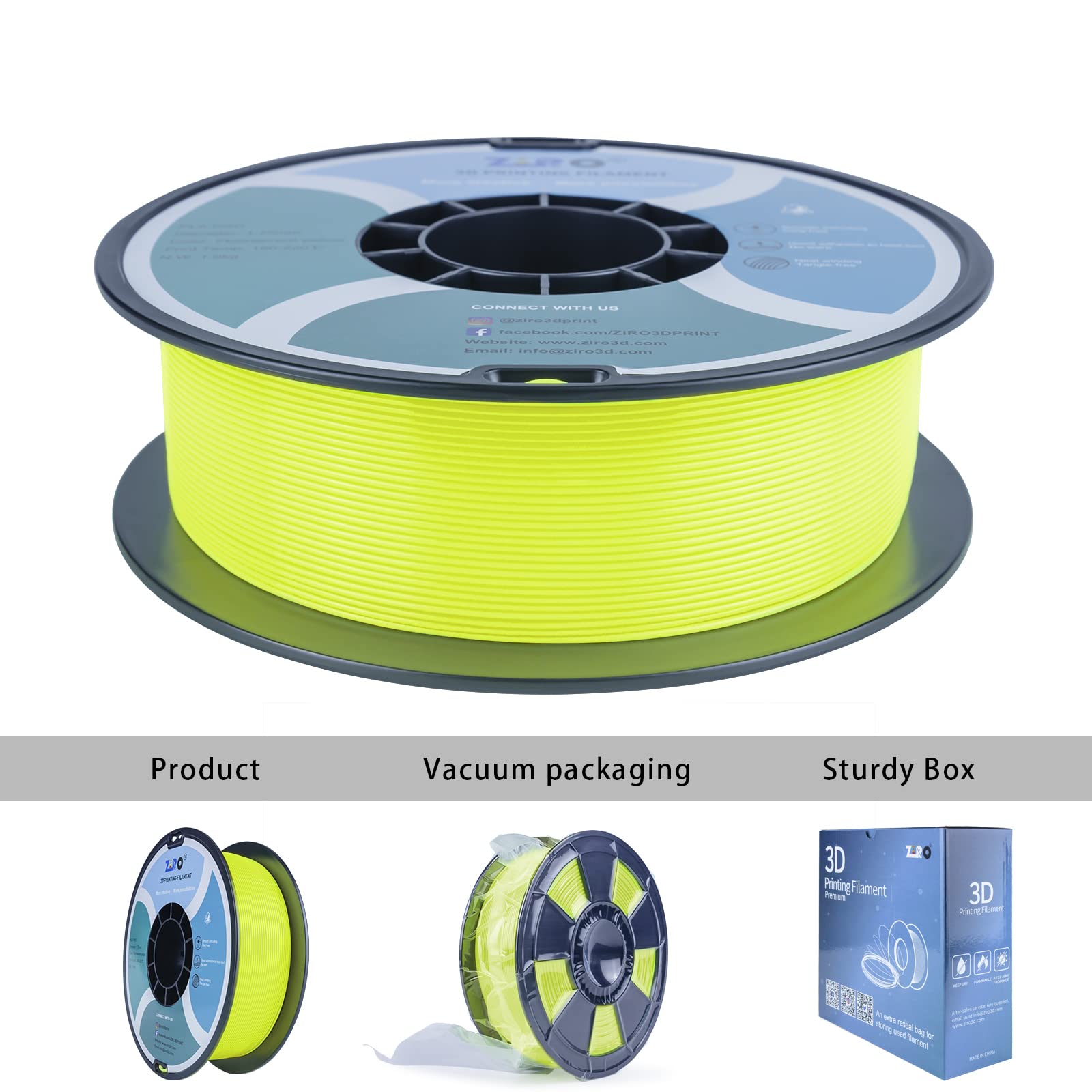 Ziro Fluorescence Pla Filament 1.75Mm, Luminous Only By Uv Light, Glow Effect 3D Printer Filament Pla,1Kg Spool, Dimensional Acc