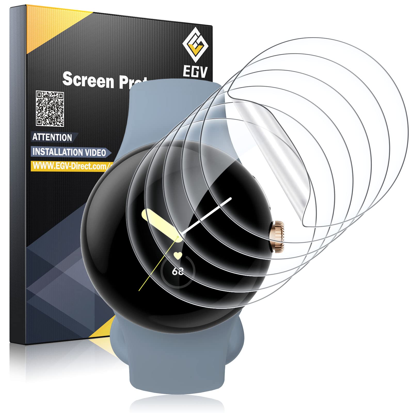 Egv 6 Pack For Google Pixel Watch 2 (2023)/ Pixel Watch Screen Protector, Tpu Film [Self Healing], Anti Scratch, Ultra Thin Scre