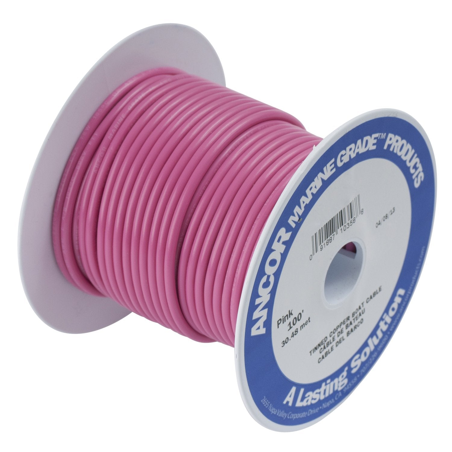 Ancor 106625 Marine Grade Electrical Primary Tinned Copper Boat Wiring (12-Gauge, Pink, 250-Feet)