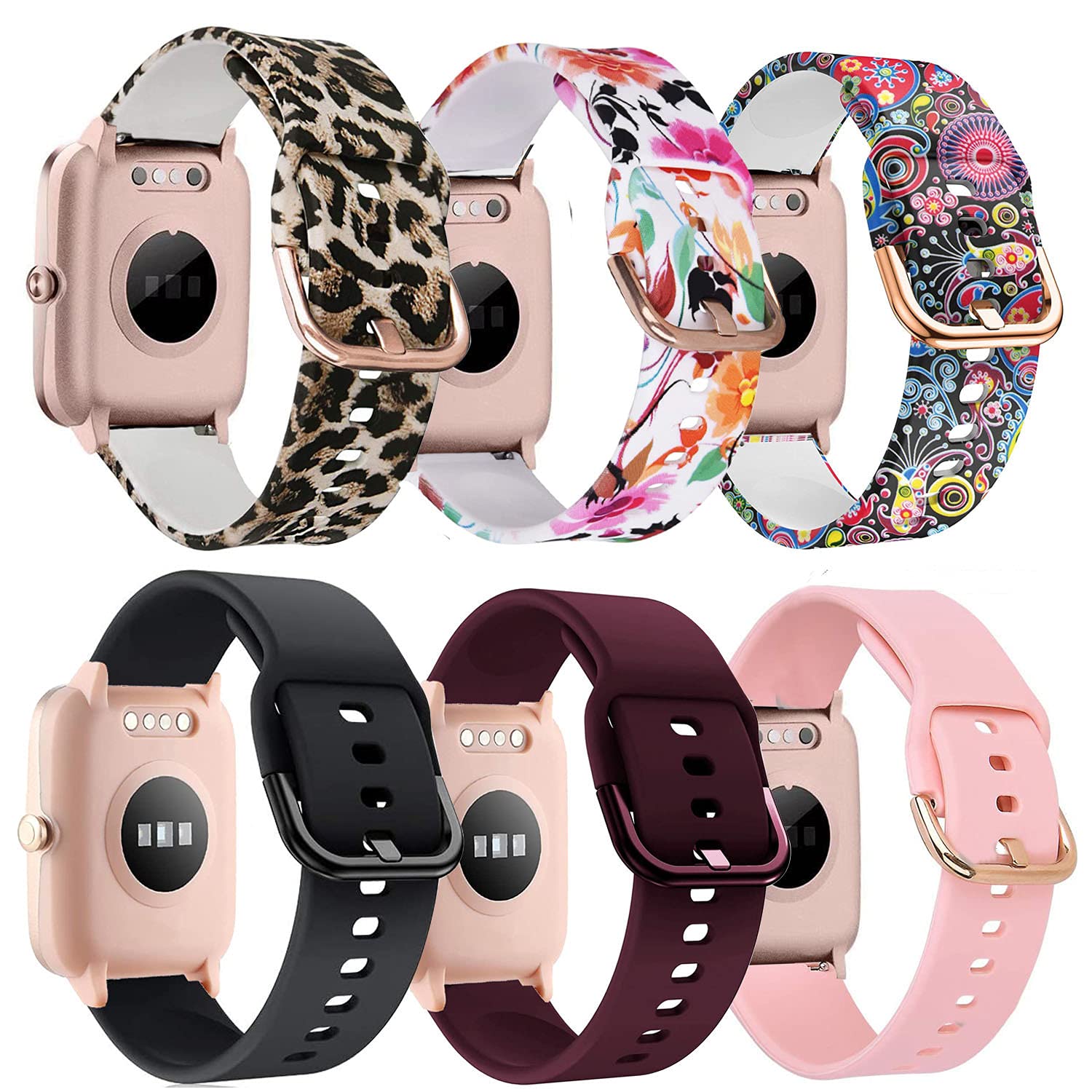 Vicrior Bands Compatible With 19Mm Wide Veryfitpro Id205L Smart Watch, Quick Release Soft Silicone Fadeless Pattern Printed Flor