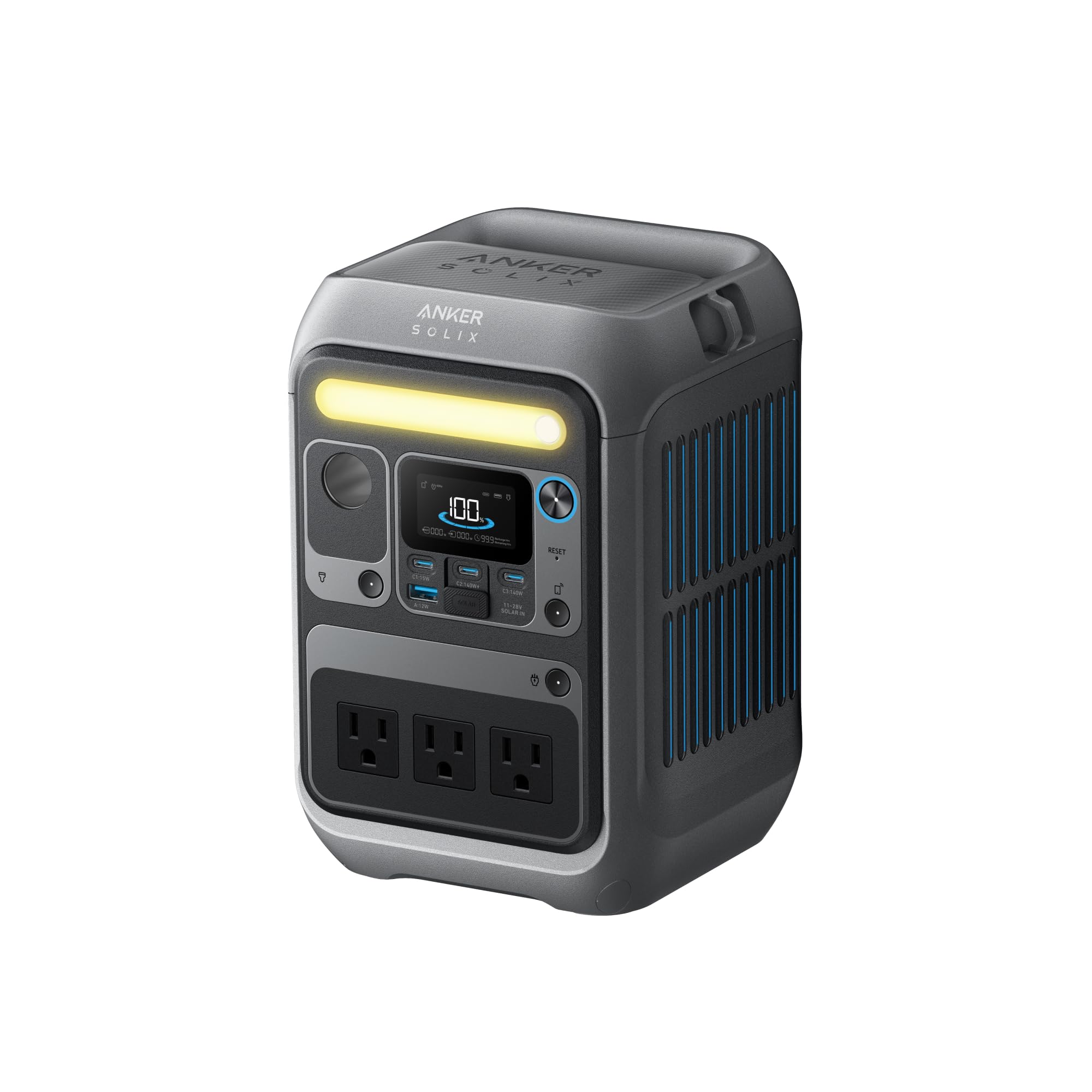 Anker Solix C300 Portable Power Station, Outdoor 288Wh Lifepo4 Battery, 300W (600W Surge) Solar Generator, 140W Two Way Fast Cha