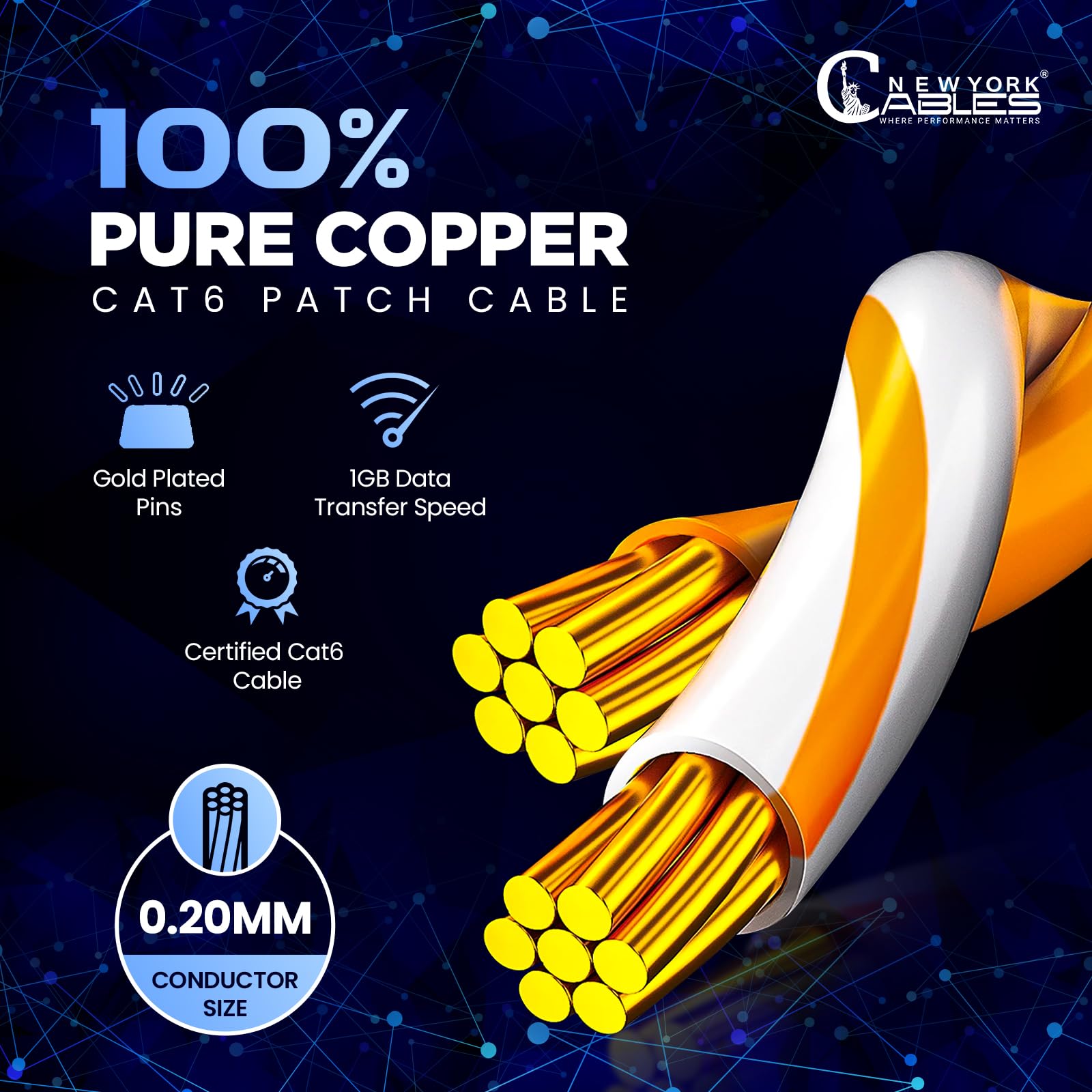 Newyork Cables Cat6 Ethernet Patch Cable 1Ft (5 Pack), Snagless Cat6 Patch Cables For Data Centers, 10Gbps, 550Mhz Ethernet Cord, Bare Copper Network Patch Cables For Home And Enterprise  Black
